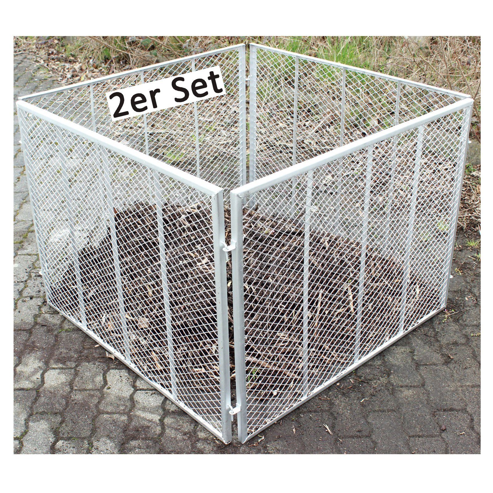 TRUTZHOLM Komposter 2x Trutzholm Komposter 100x100x80 cm Metallkomposter aus Streckmetall, 800 l