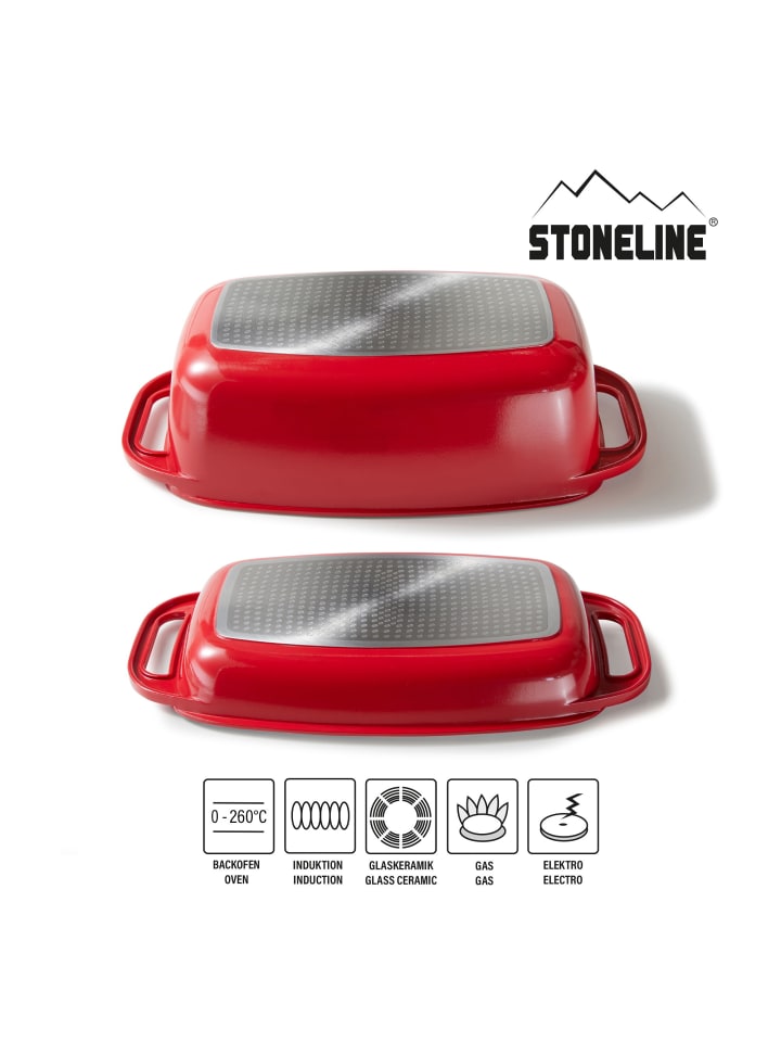 Stoneline Bräter Schmortopf 40x22 cm | mit Deckel in Rot günstig kaufen 40 x 22 cm