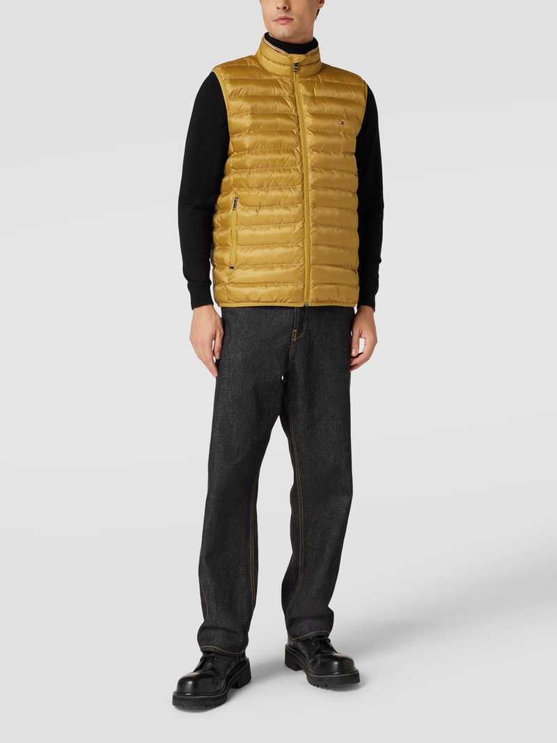 Steppweste mit Logo-Stitching Modell 'PACKABLE CURCULAR VEST' in dunkelgelb