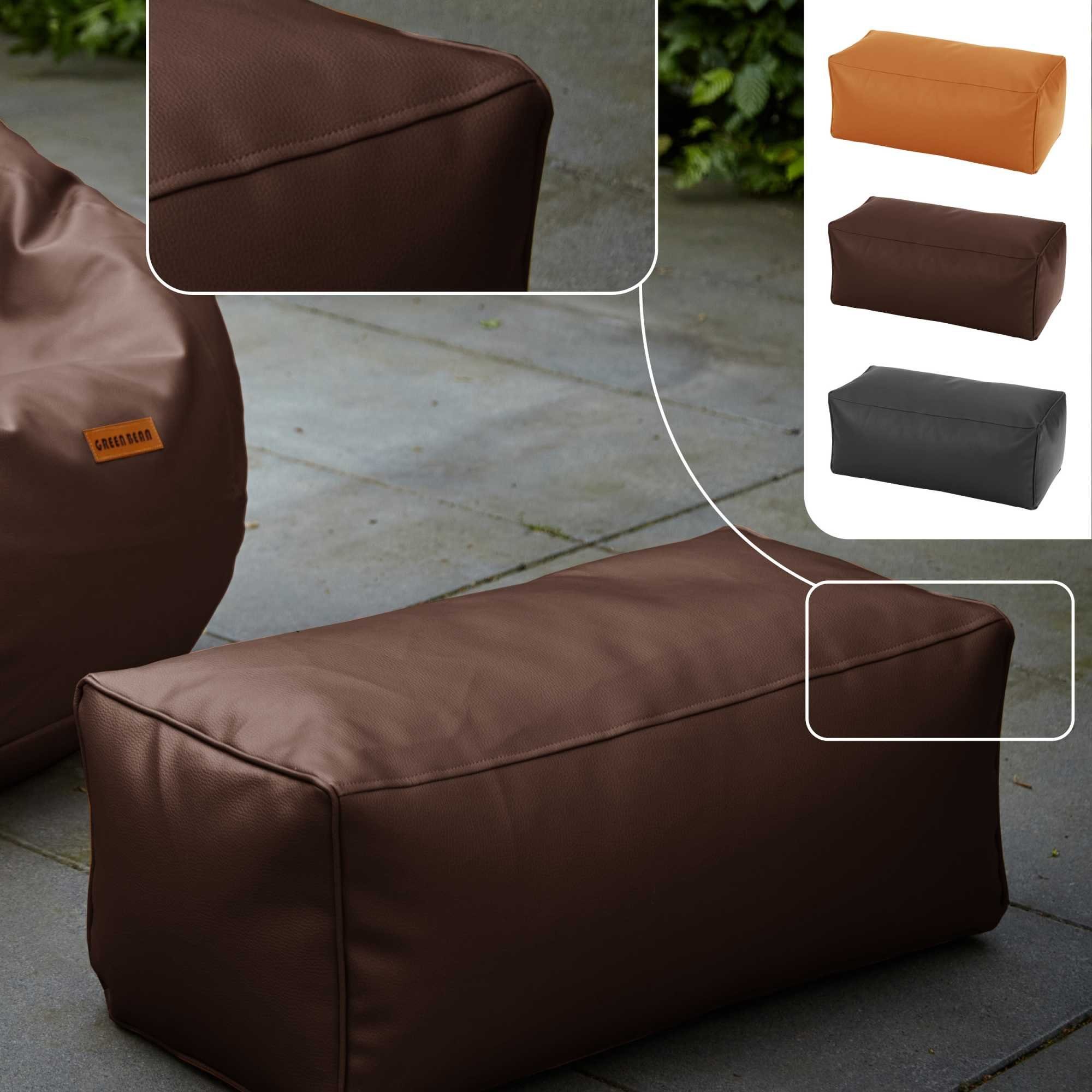 Green Bean Fußhocker Sitzpouf aus Kunstleder in 3 Farben (Pouf Bodenkissen Ablage Hocker Sitzkissen), Sitzhocker mit Füllung, Maße 70x33x28cm - Ergänzung zum Sitzsack