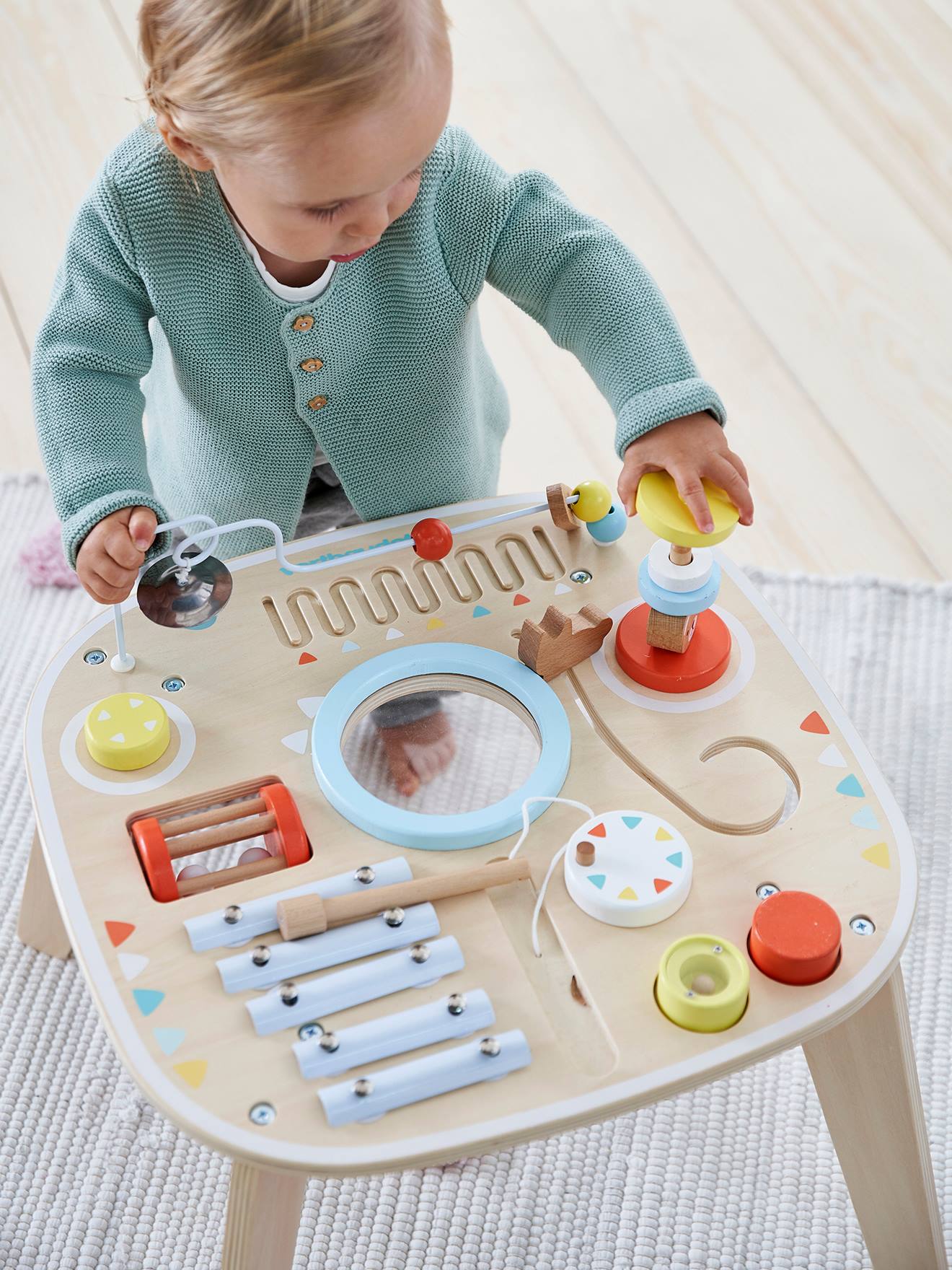 Table d'activités et d'éveil musical bois FSC® rose