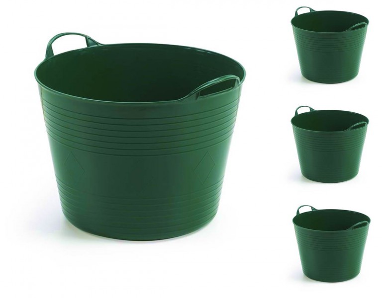 Kreher Set: 4 x Kreher Flexibler Mehrzweckkorb 42 Liter (Grün)