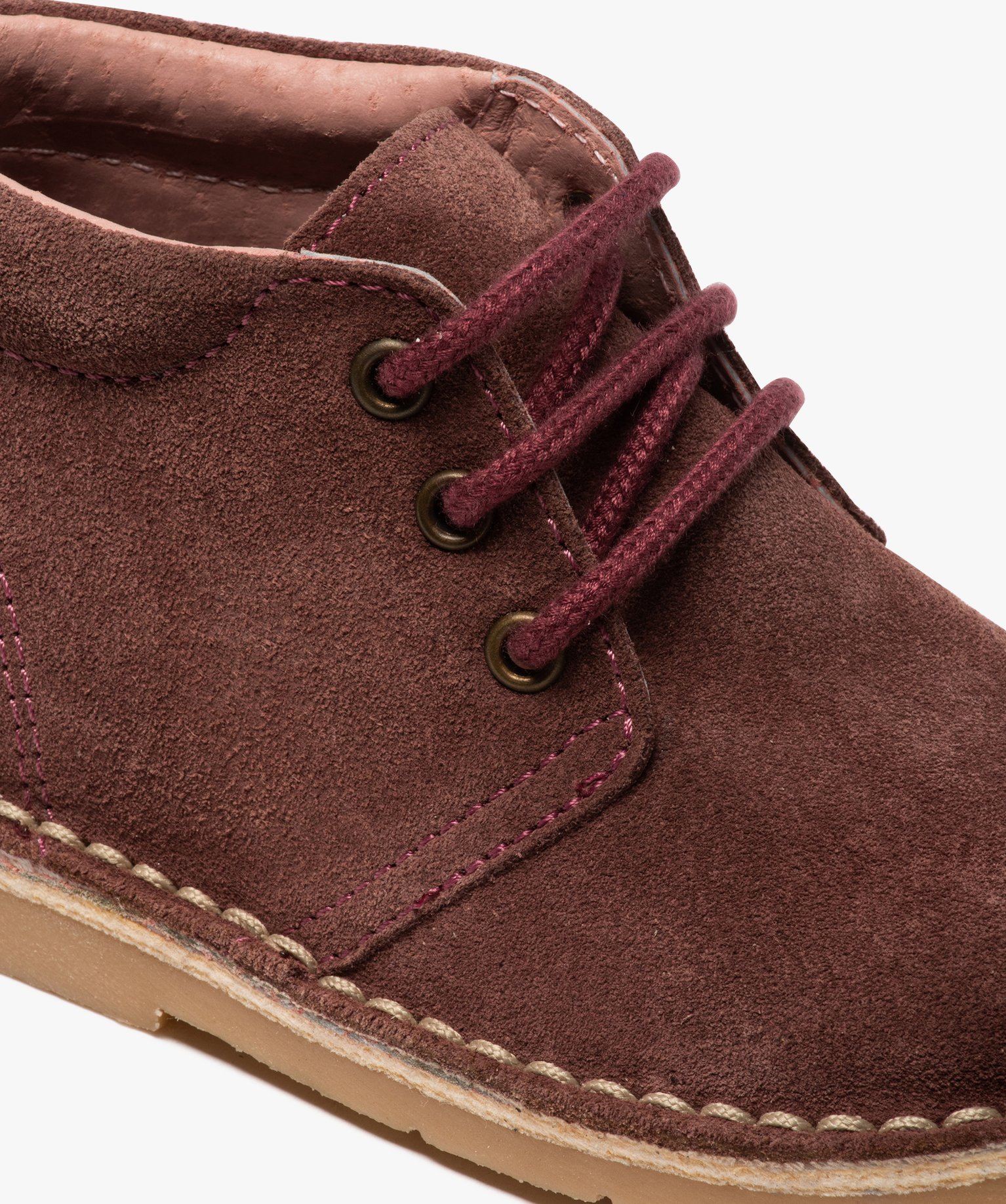 Bottillons bébé fille en cuir uni à lacets rose | GEMO