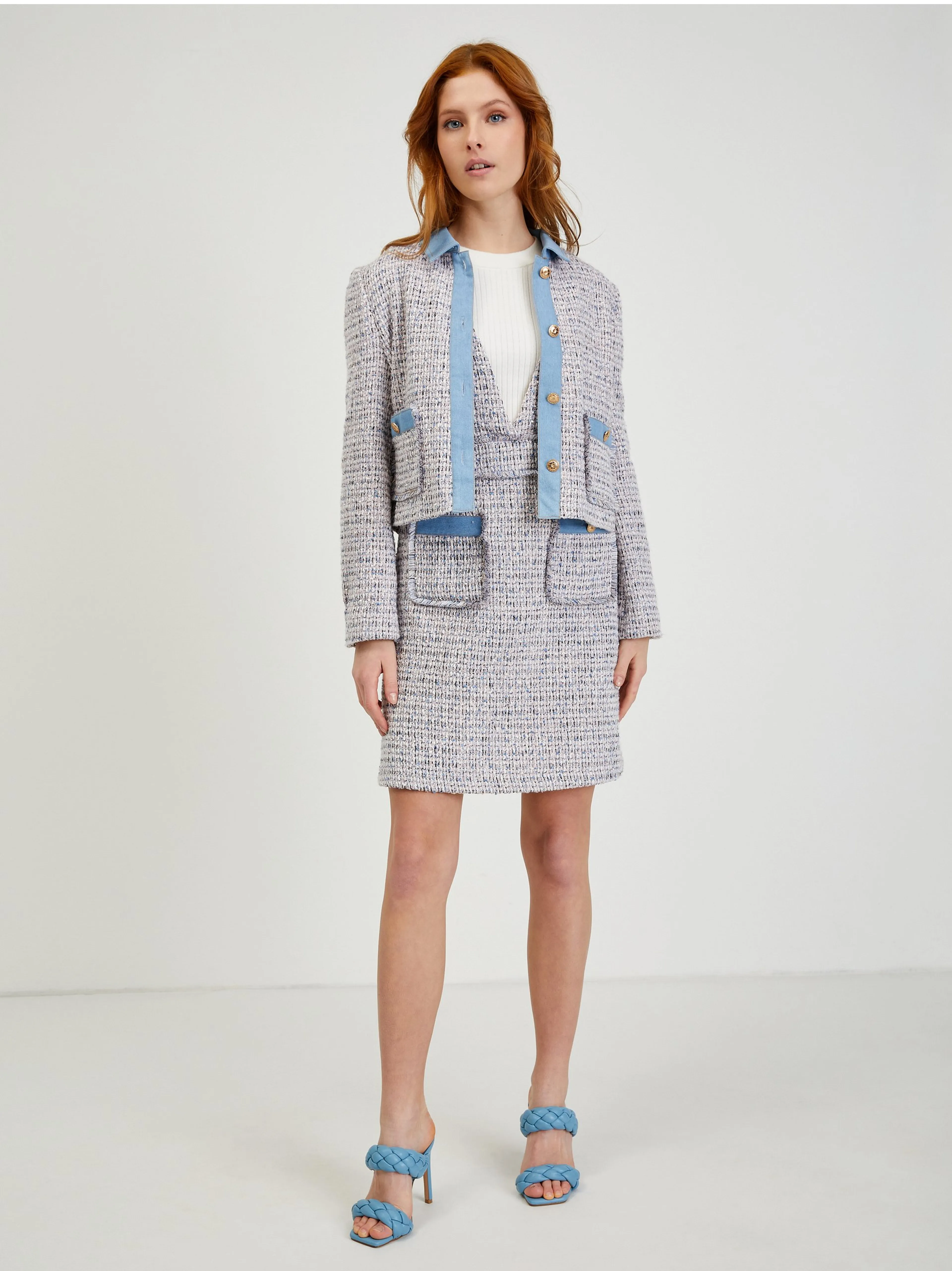 Hellgraues Damen Tweedkleid ORSAY