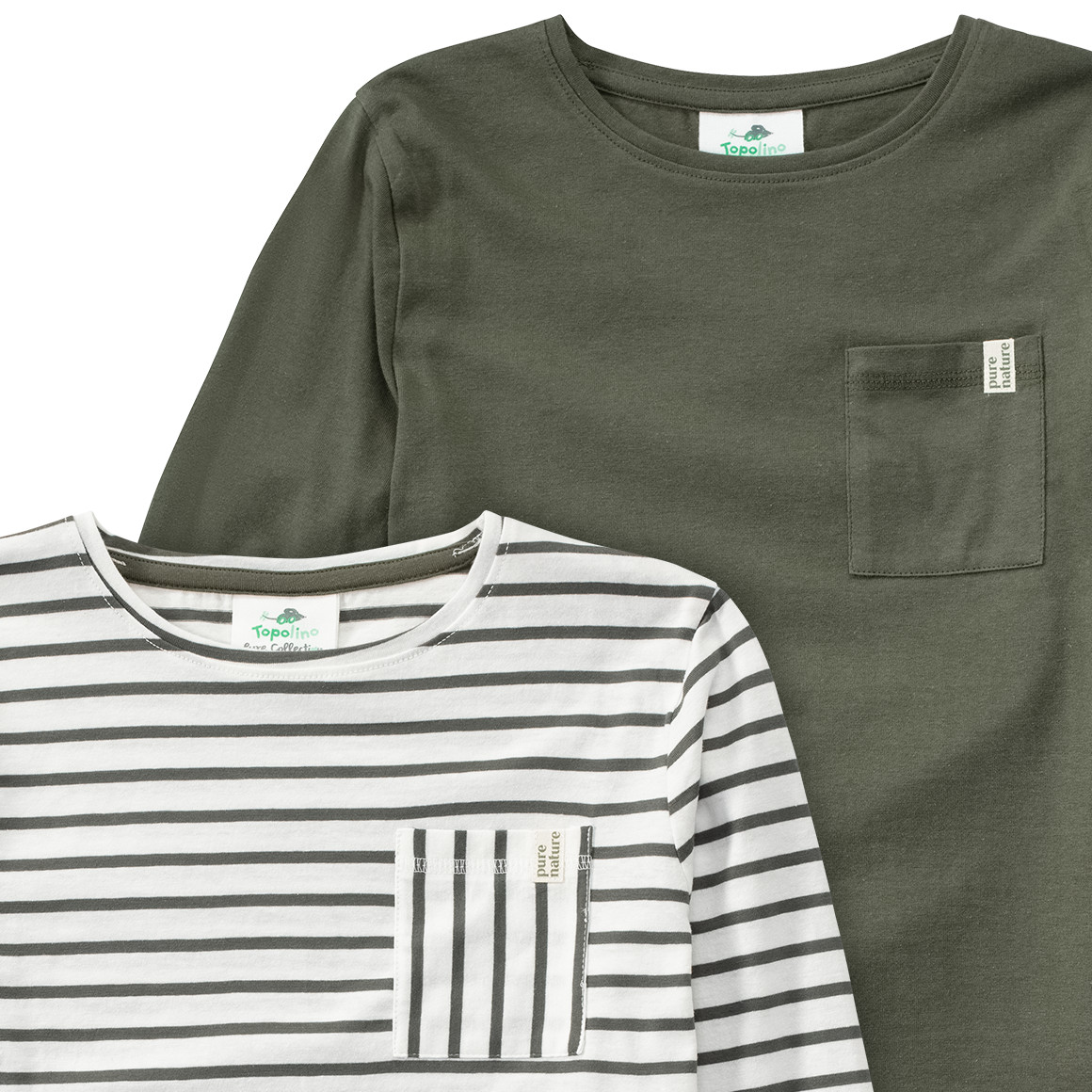 2 Jungen Langarmshirts mit Brusttasche
