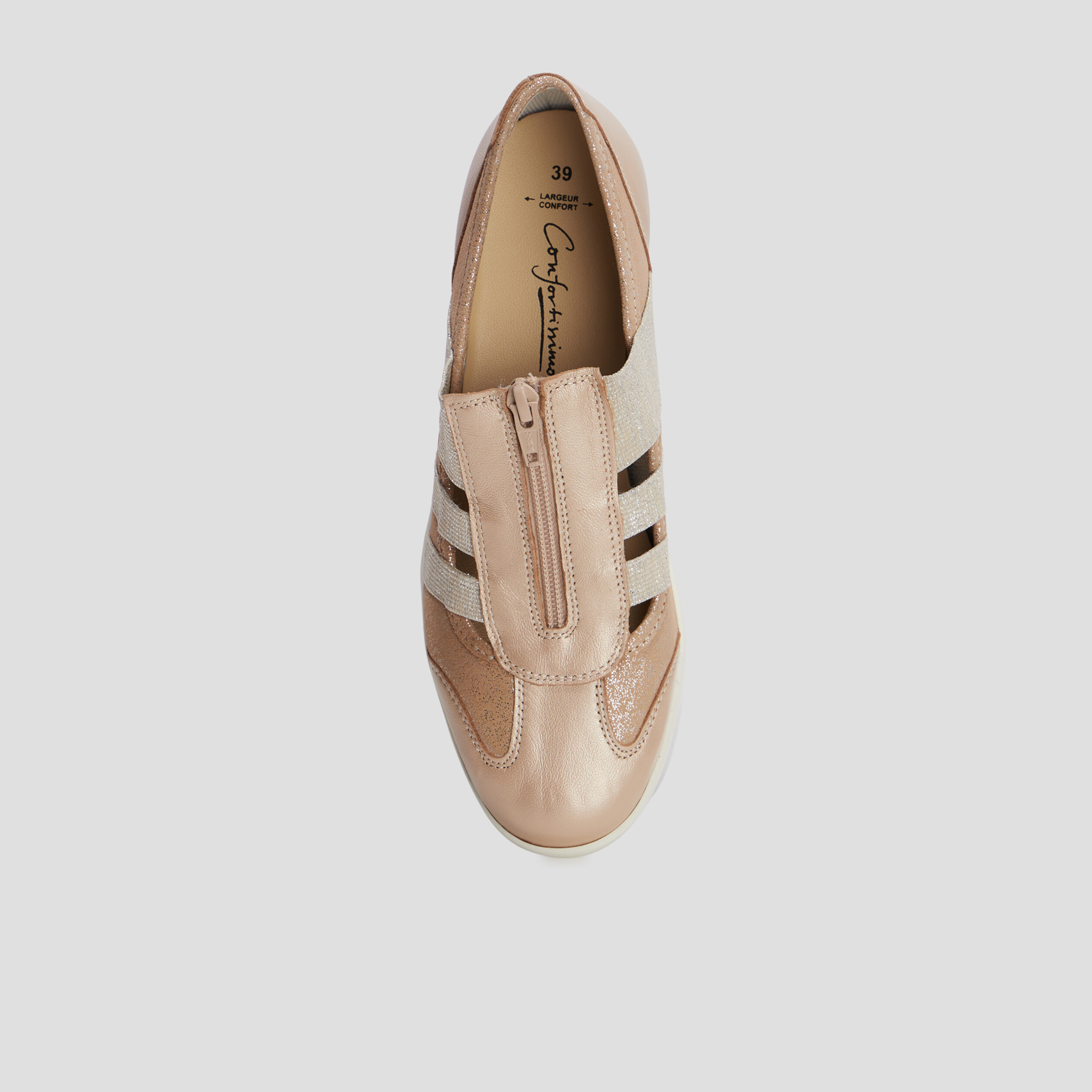 Derbies zippées pied large sable femme | La Halle