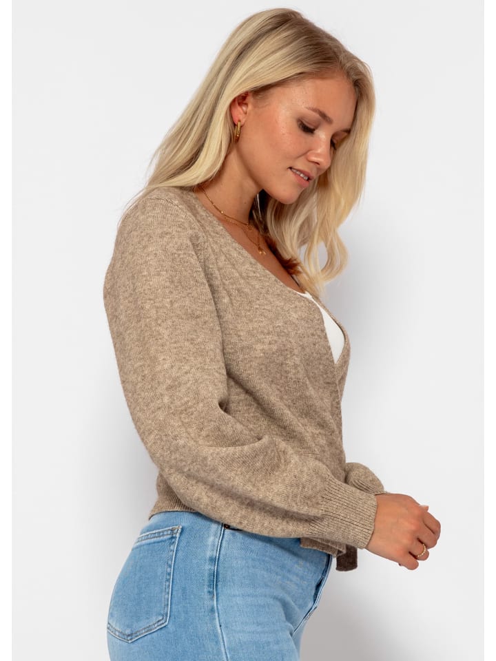 SASSYCLASSY Oversize Strick-Cardigan in Taupe günstig kaufen