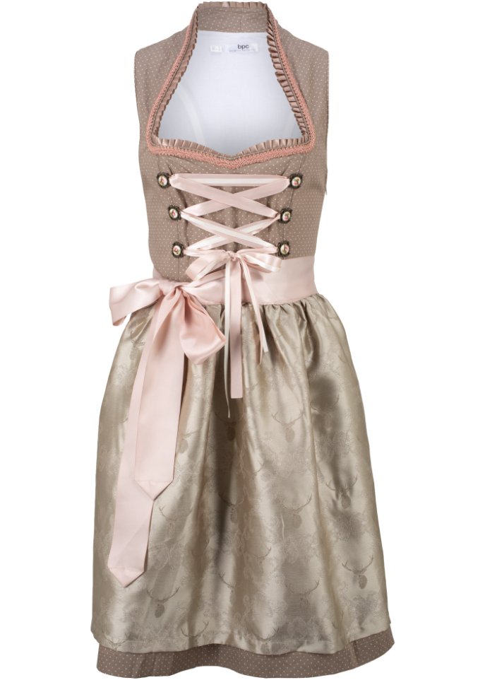 Dirndl mit Stehkragen, knieumspielend (2-tlg. Set)