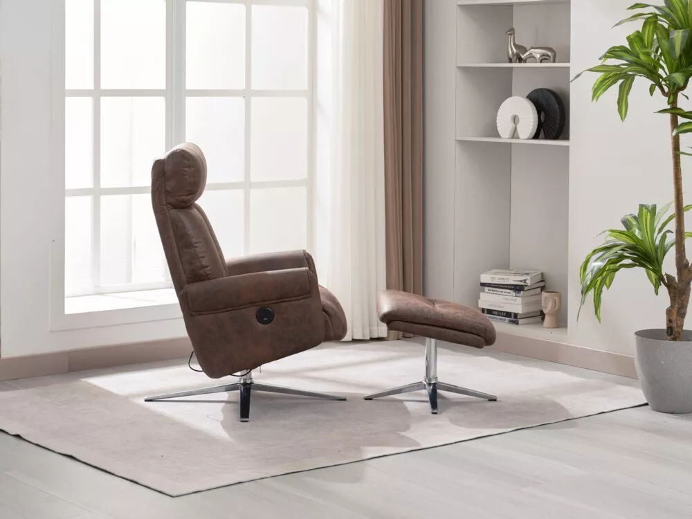 Happy Home Happy Home elektrisch verstellbarer Relaxsessel mit Hocker HWP51-BRN braun