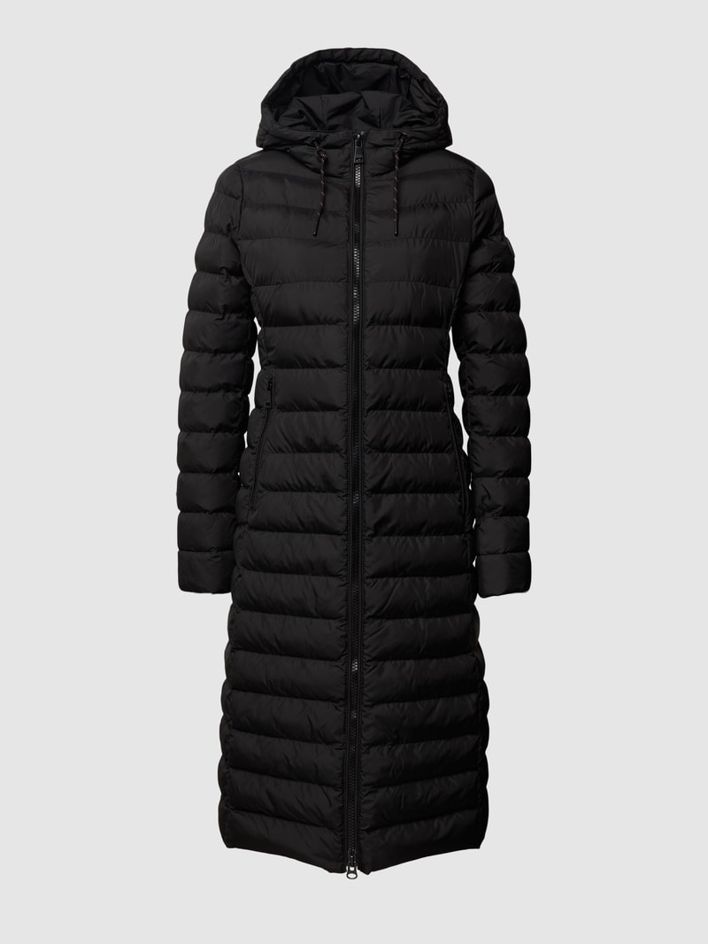 Steppmantel mit Label-Patch in schwarz