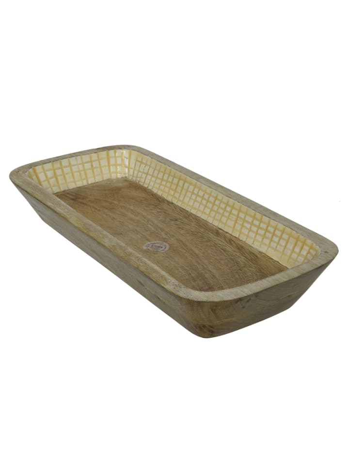 MARELIDA Dekoschale aus Mangoholz in terracotta/weiß - L: 40cm günstig kaufen onesize