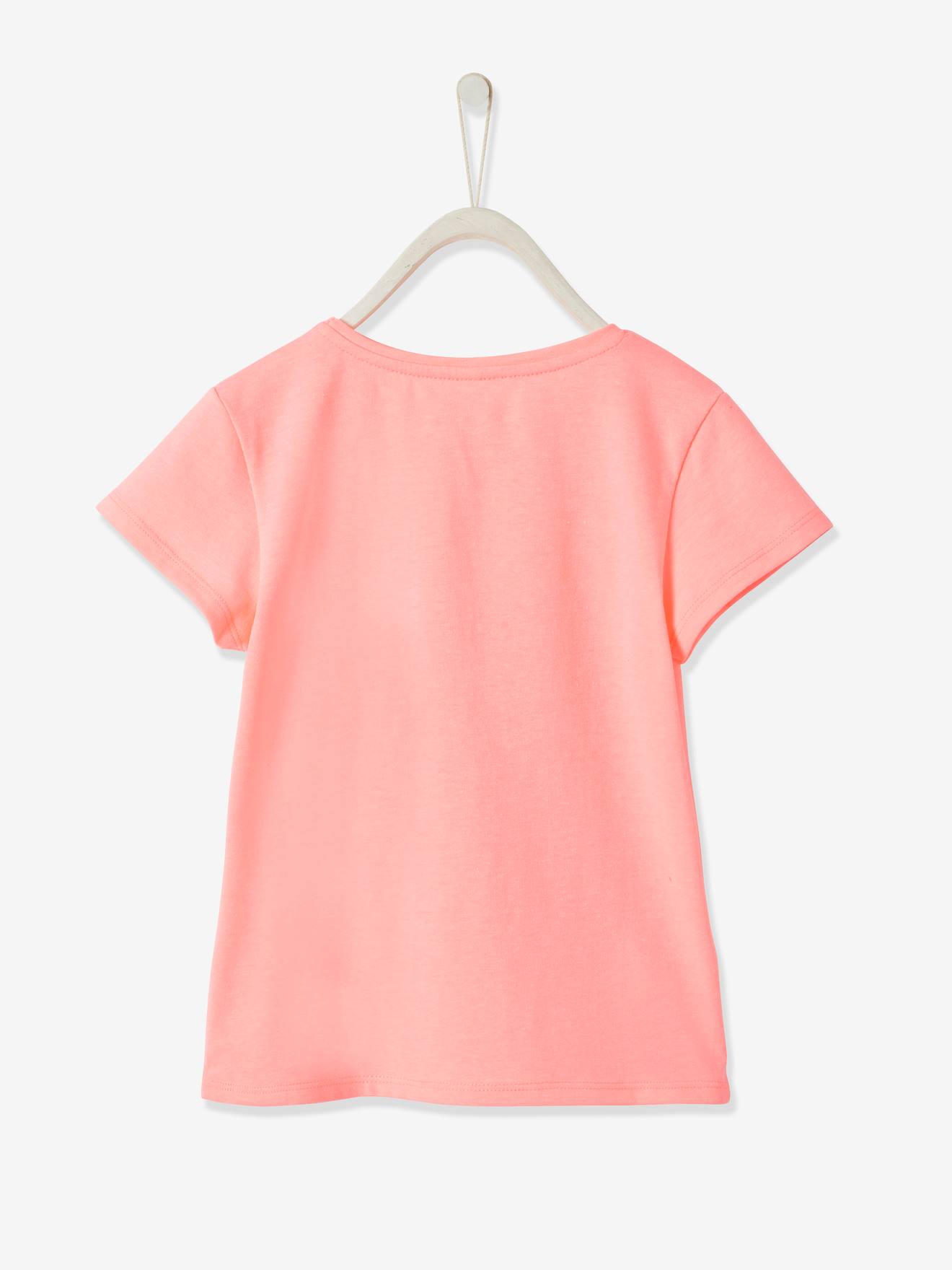 T-shirt fille motif en tulle rose fluo