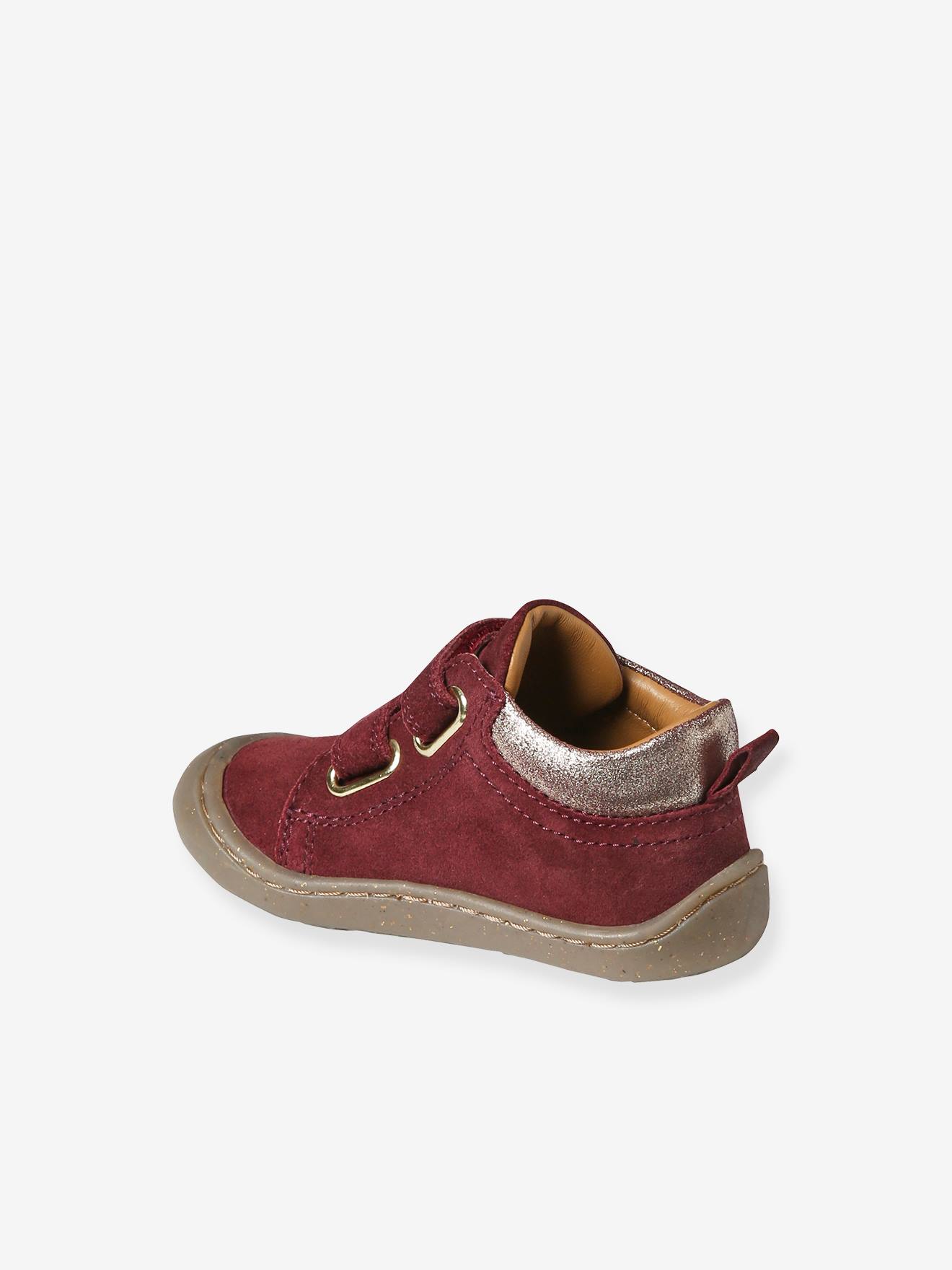 Bottillons scratchés cuir souple bébé premiers pas bordeaux