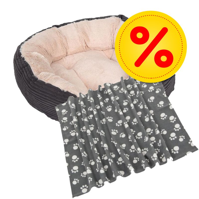 Sparset Kuschelbett Cozy Cord + Fleecedecke Pawty zu TOP-Preisen