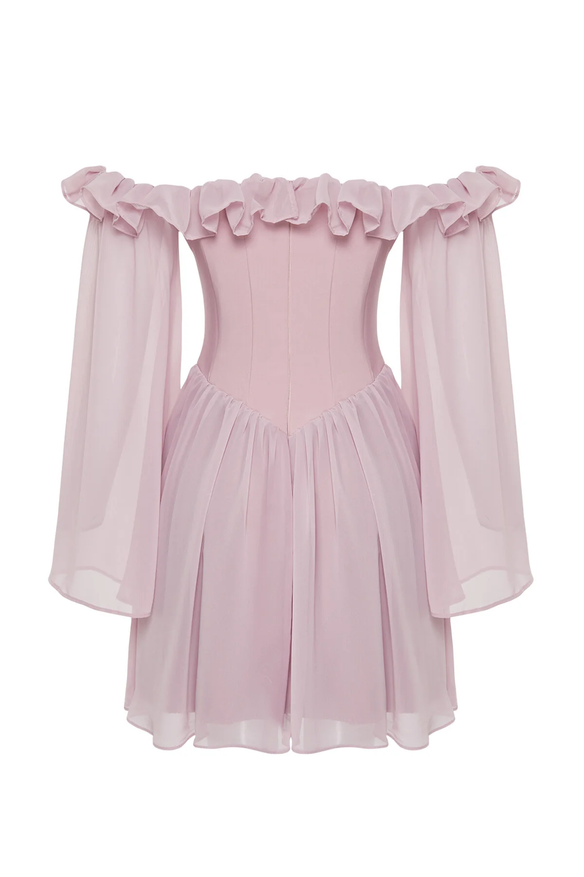 Trendyol Collection  Dusty Rose Taillenöffnung/Skater-gefüttertes Volant-Chiffon-Elegantes Abendkleid TPRSS23EL00096