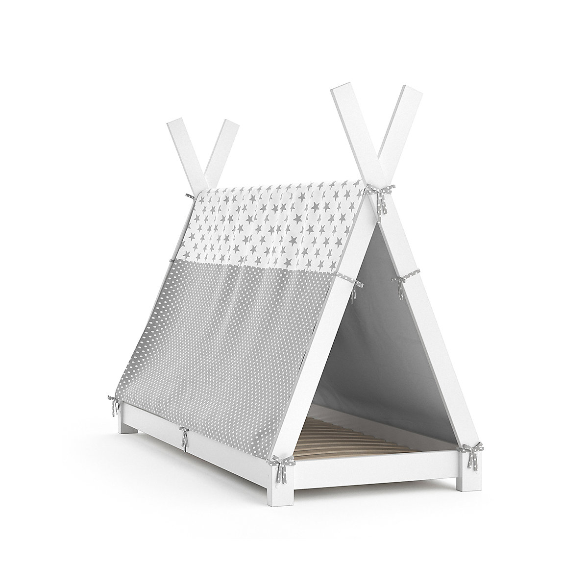 Kinderbett Hausbett Tipi + Überwurf 80x160cm Indianerzelt Indianerbett