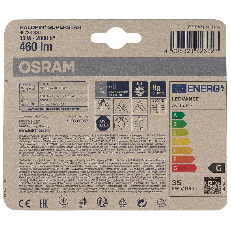 Osram Halogenpære 35 W G9, Osram