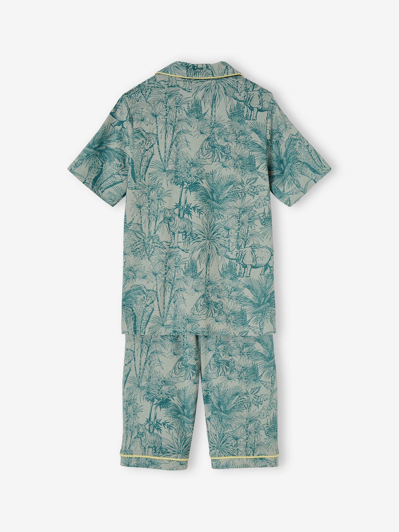 Pyjashort imprimé jungle garçon vert sauge