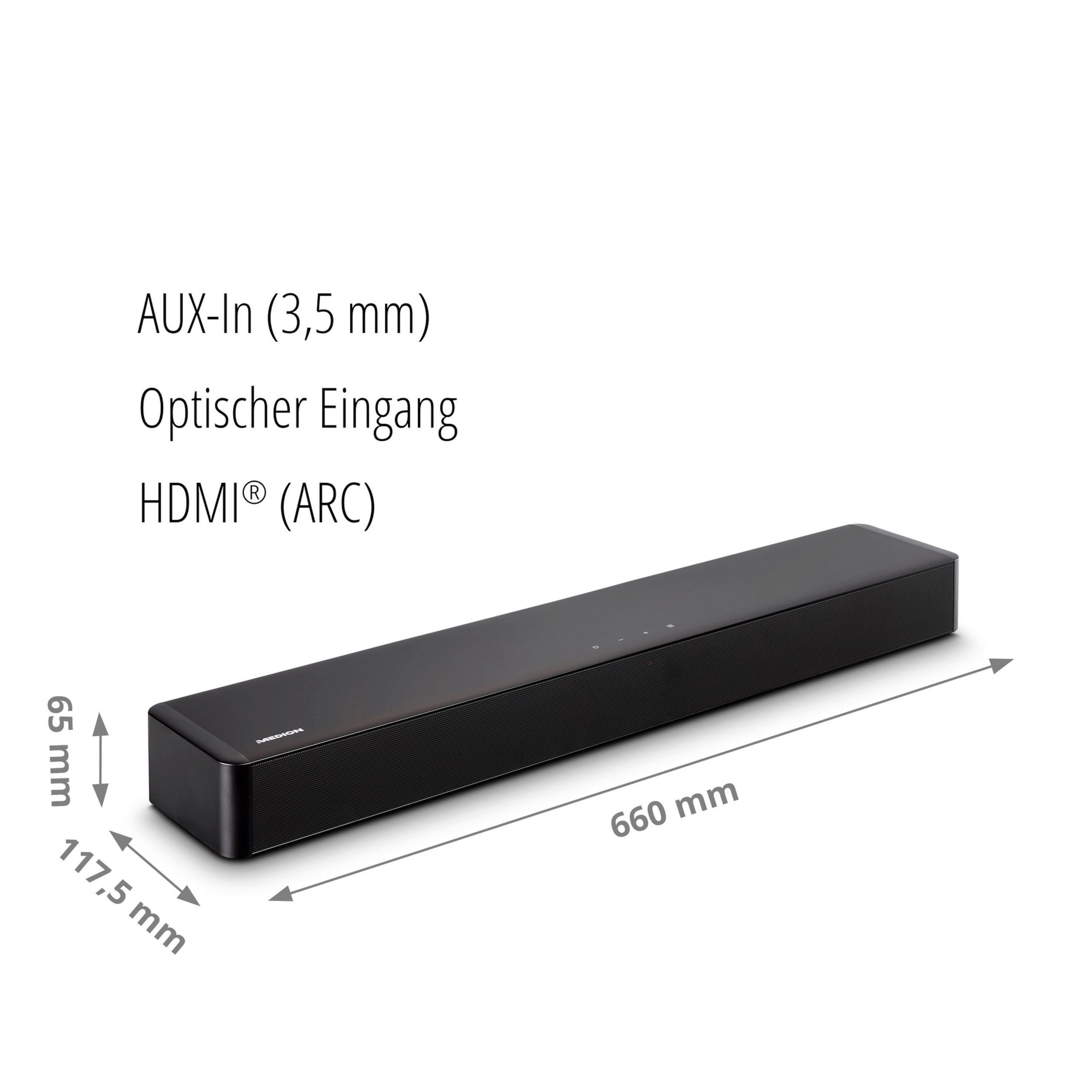 Medion® MEDION P61155 (MD 44055) 2.0 Soundbar mit Bluetooth, Touch-Steuerung Soundbar