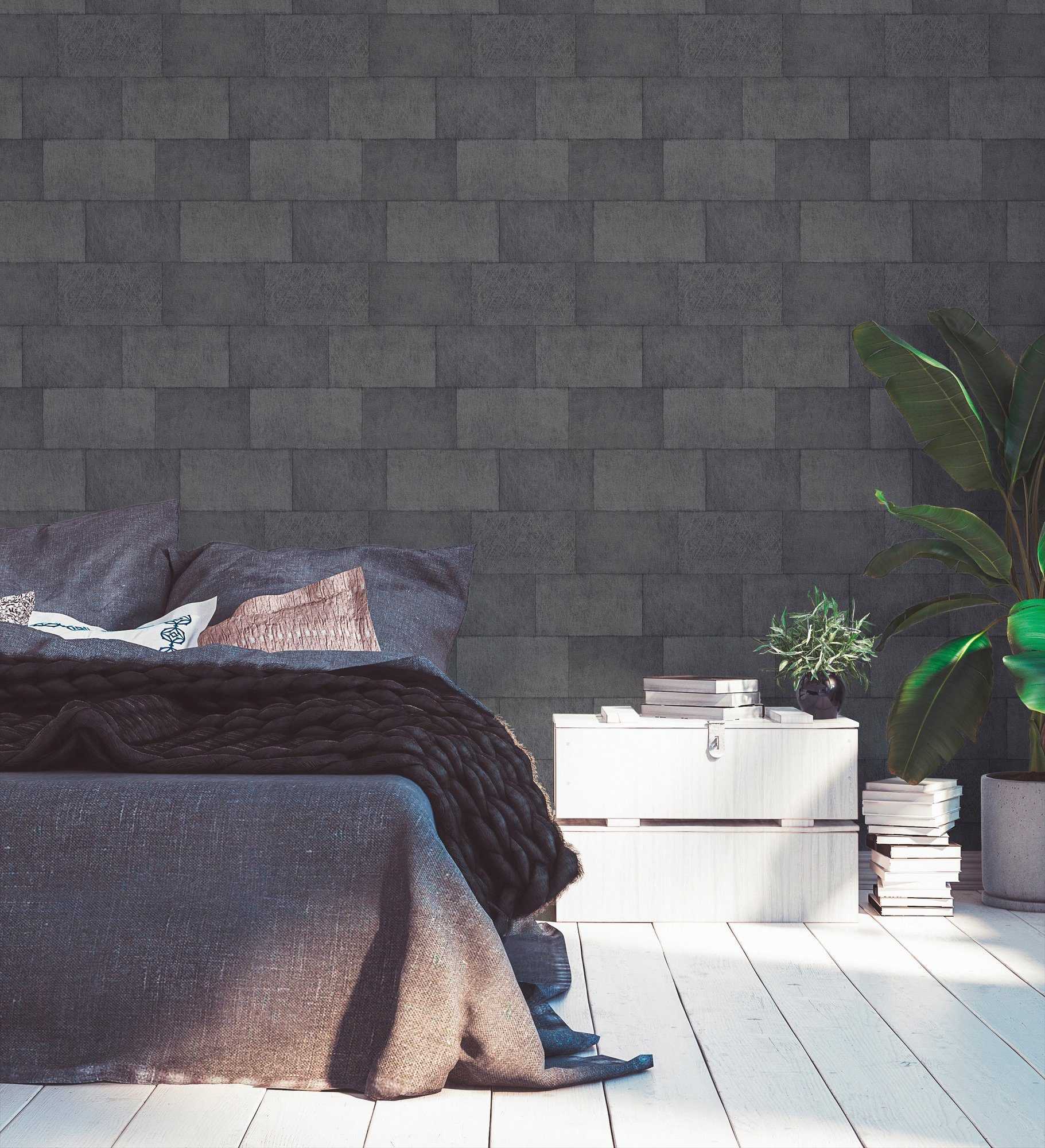 living walls Vliestapete Titanium, strukturiert, Steinoptik, Moderne Tapete Steinoptik