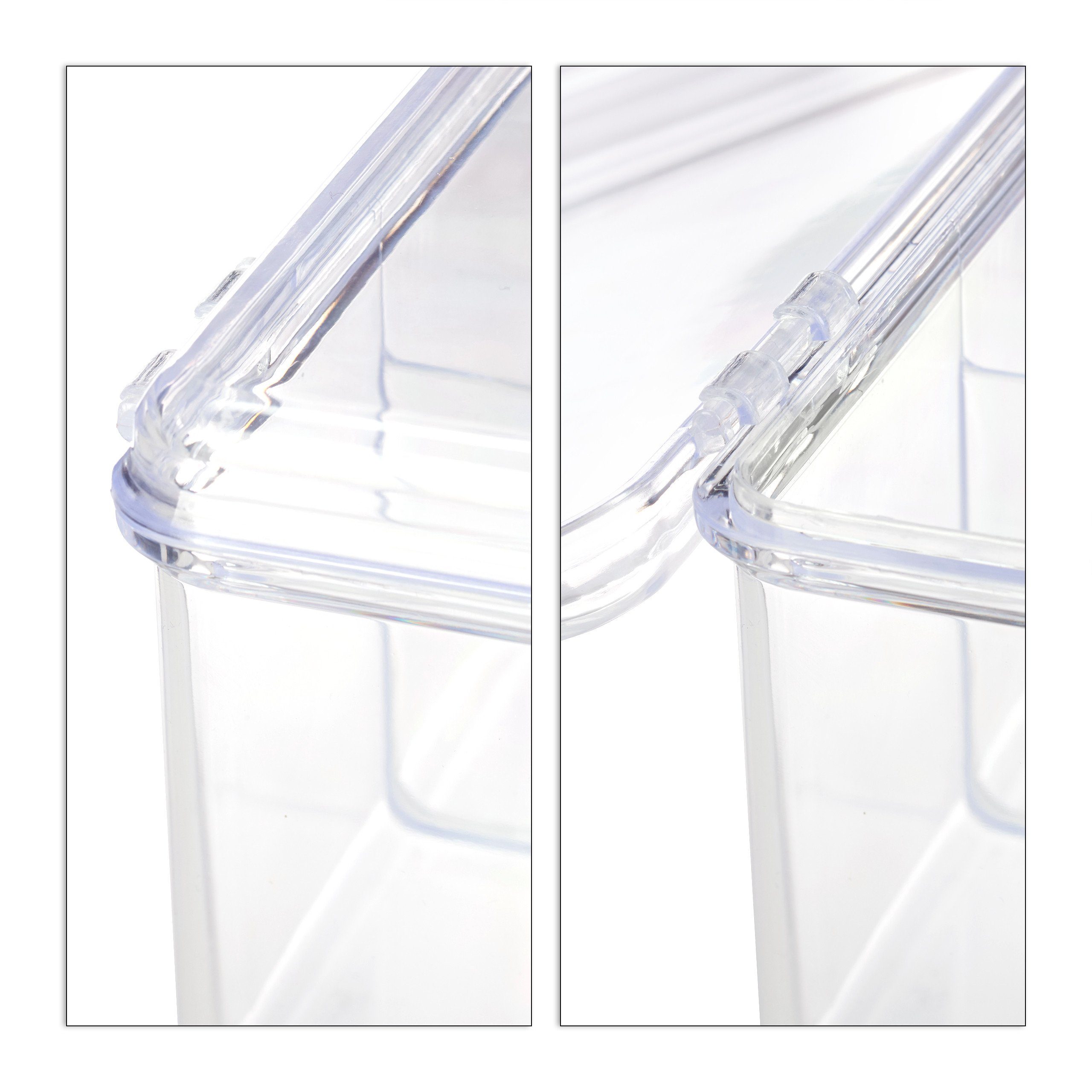 relaxdays Teebox 2 x Teebox transparent mit 6 Fächern, Kunststoff