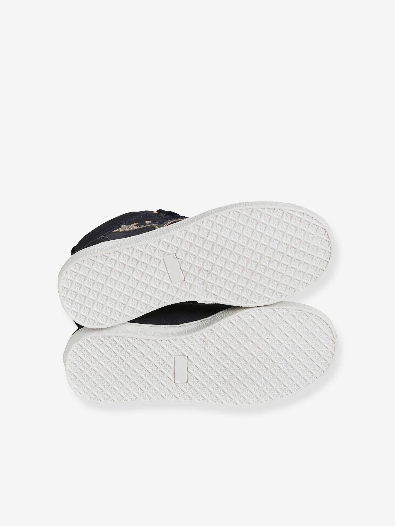 Baskets mid cuir fille lacées et zippées gris