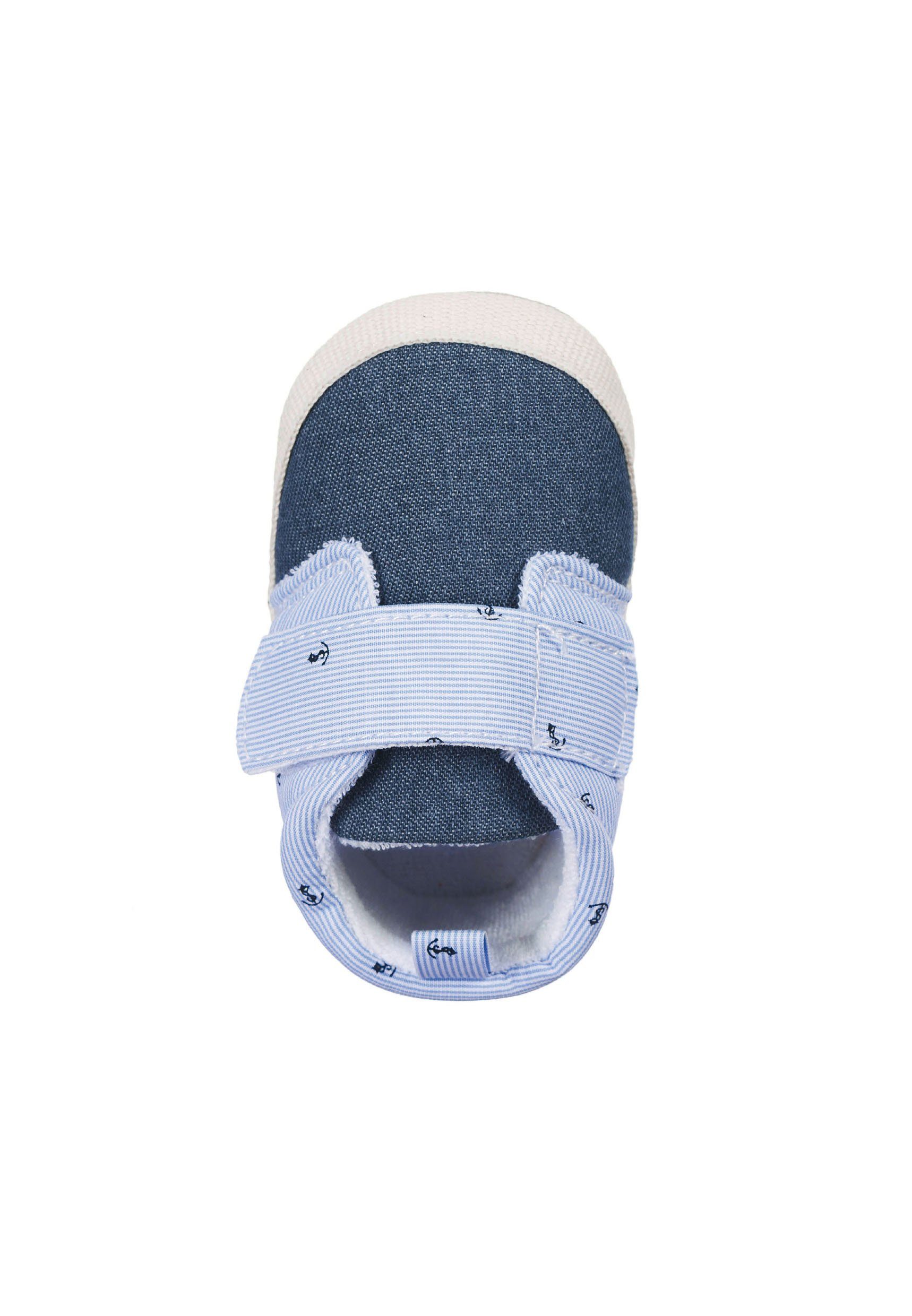 Sterntaler® Baby-Schuh Krabbelschuh (1-tlg) Bequeme Krabbelschuhe - Baby Schuhe Jungs, Babyschuh aus Denim und Baumwollstoff mit Druck - Flexible Schuhe, Maritime Babyschuhe mit Klettverschluss und rutschfester Sohle - Baby Ballerinas Schuhe - Anti-R