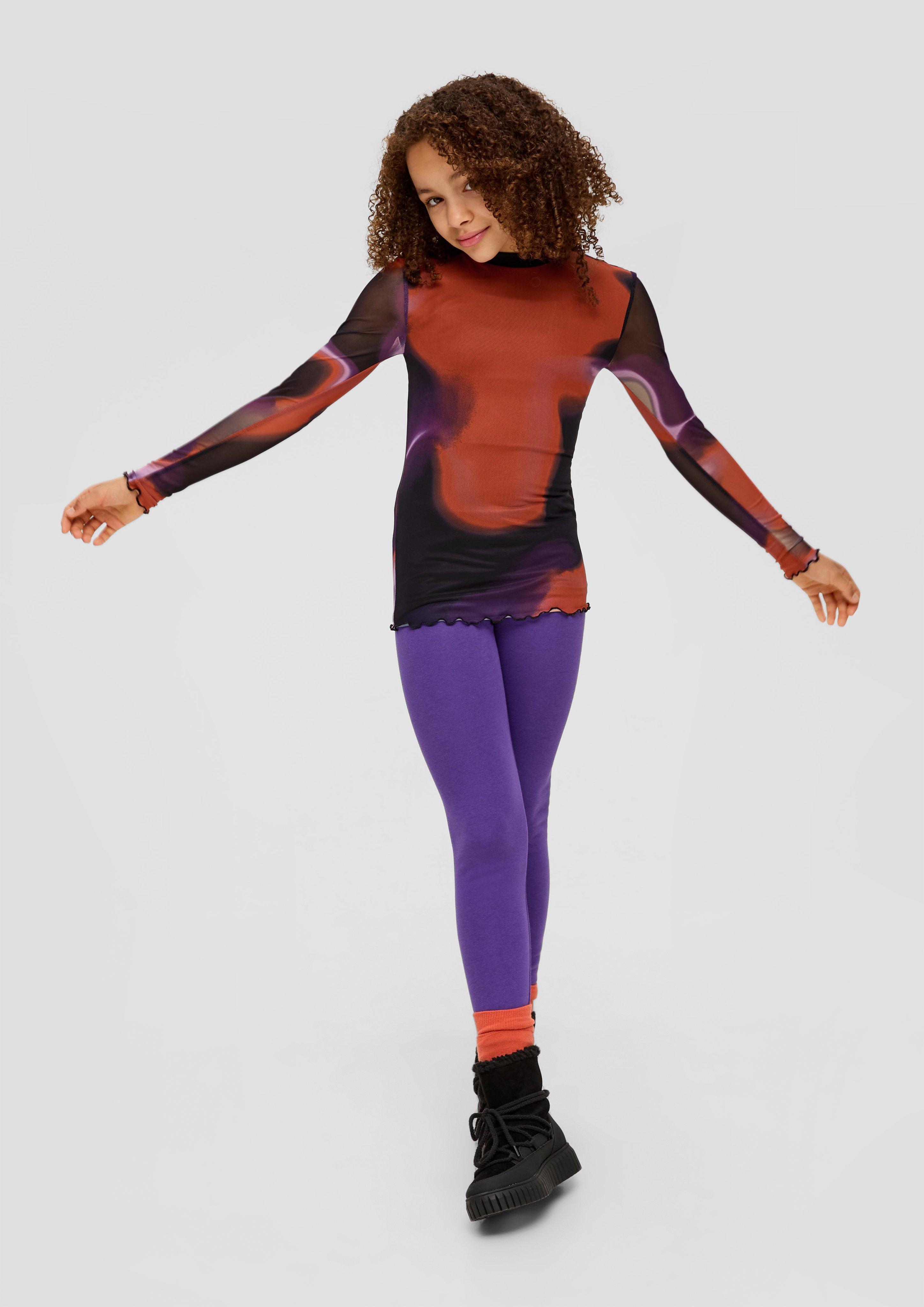 Mesh-Longsleeve mit Bogenkante  2140565-99A2