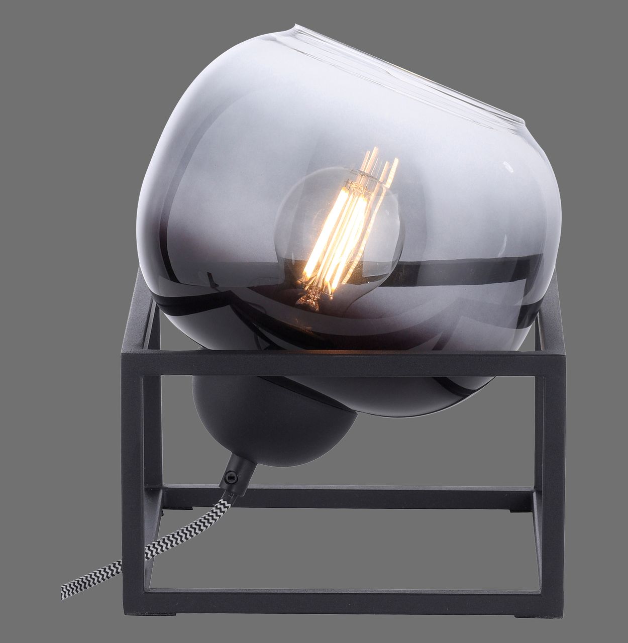 JUST LIGHT Tischleuchte ZEA, 1x E27/25,00 Watt max., Schnurschalter, Schwarz