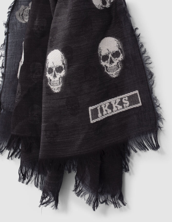 Foulard gris jacquard motif têtes de mort Femme