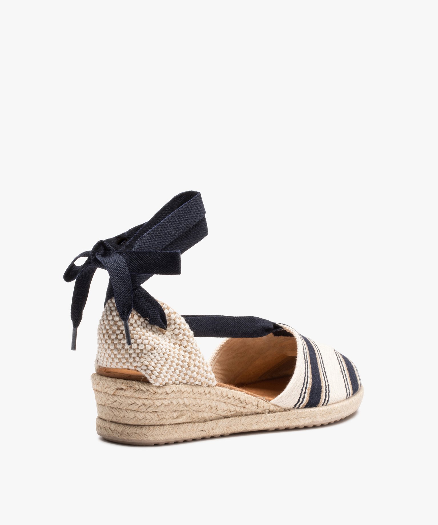 Espadrilles femme à petit talon et lacet ruban bleu | GEMO