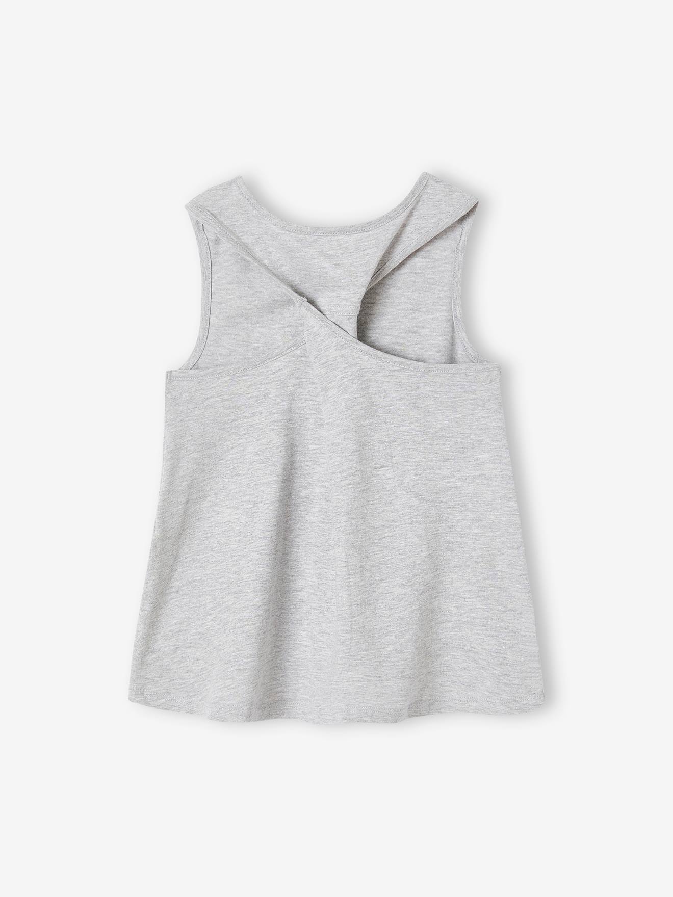 Débardeur sport fille gris chiné