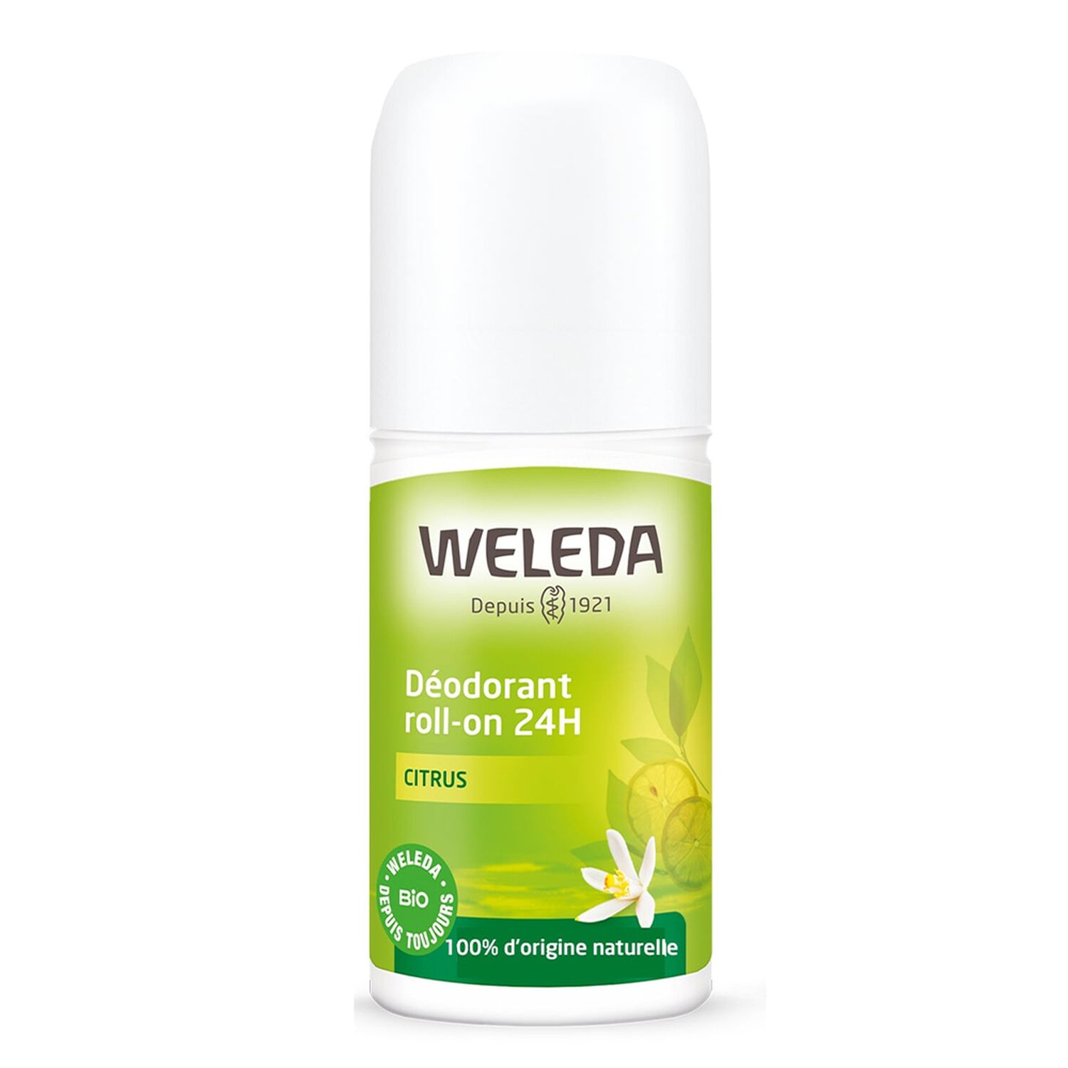 Weleda Citrus Déodorant Roll-On - Sans Sels d'Aluminium - Efficacité 24h - Flacon à Bille 50 ml