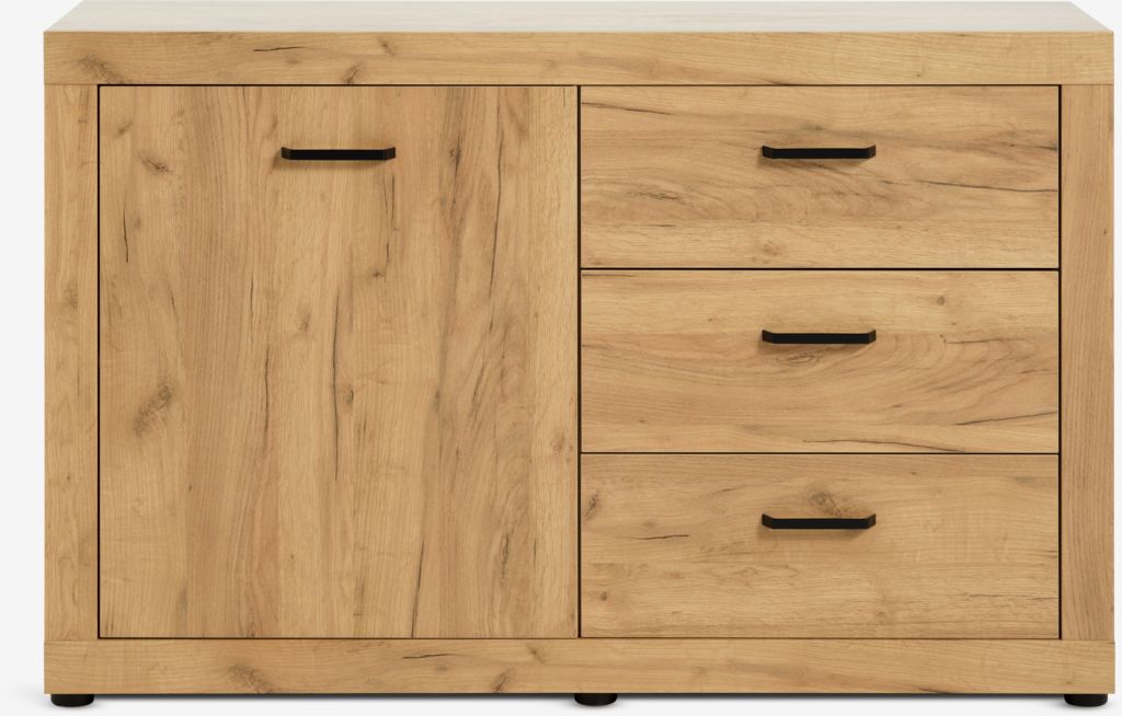 LINTRUP Buffet LINTRUP 1 porte et 3 tiroirs coloris chêne
