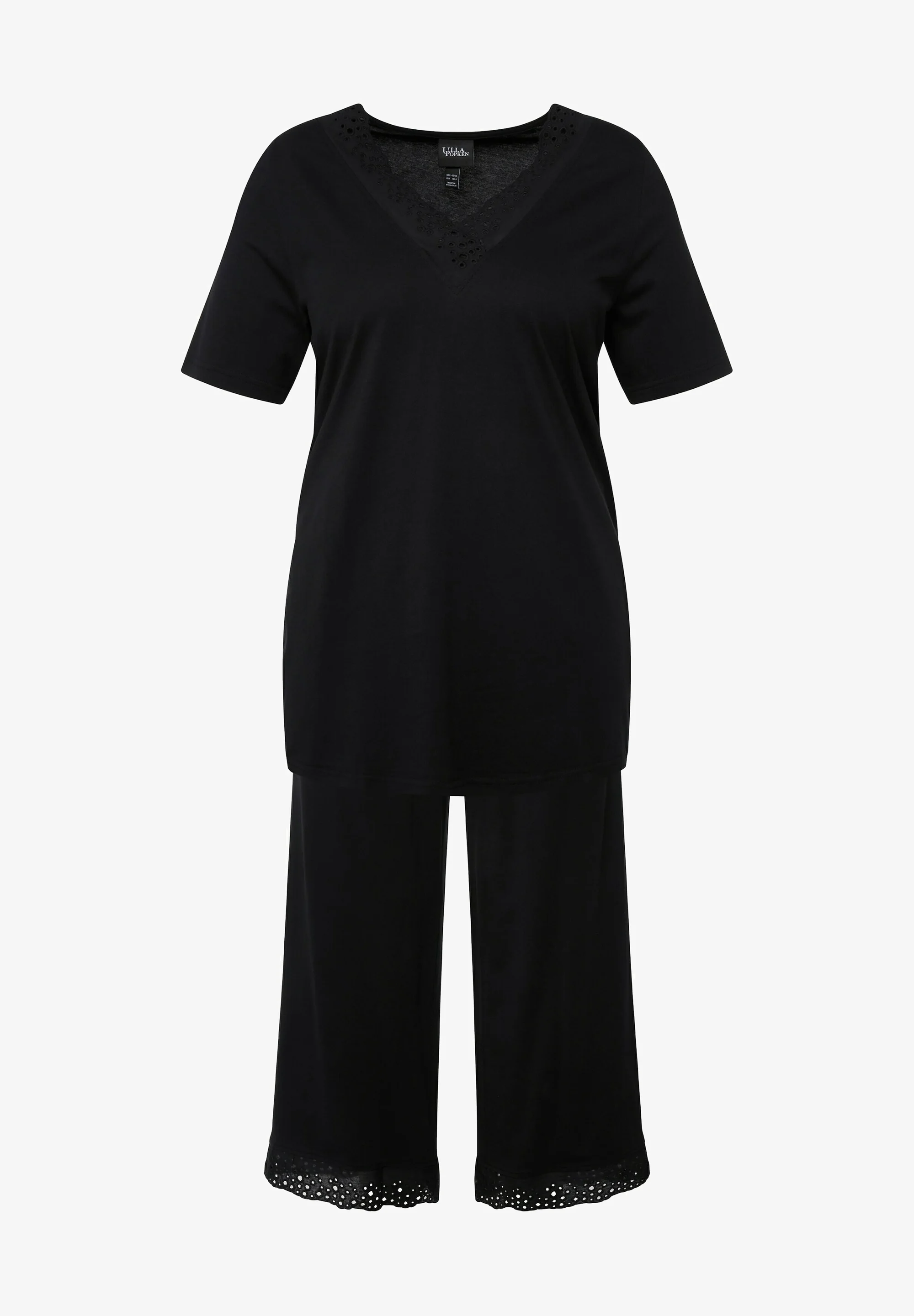 Ulla Popken SET LOCHSTICKEREI HALBARM - Pijama