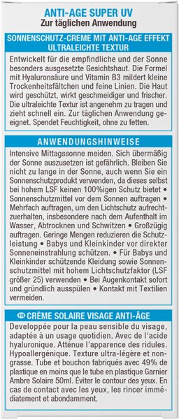 Garnier Ambre Solaire Anti-Age Super UV Sonnenschutz-Creme LSF 50 Sonnencreme