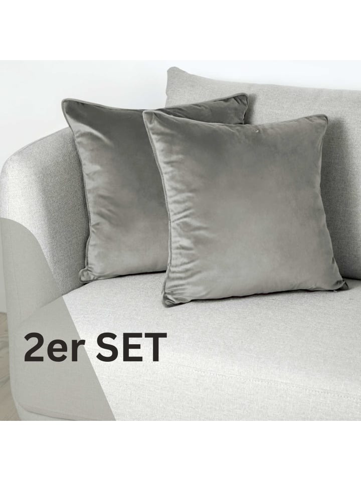 Tom Tailor TT Kissenhülle 2er Set VelvetSignature 45 x 45 cm in Grau günstig kaufen 45 x 45 cm