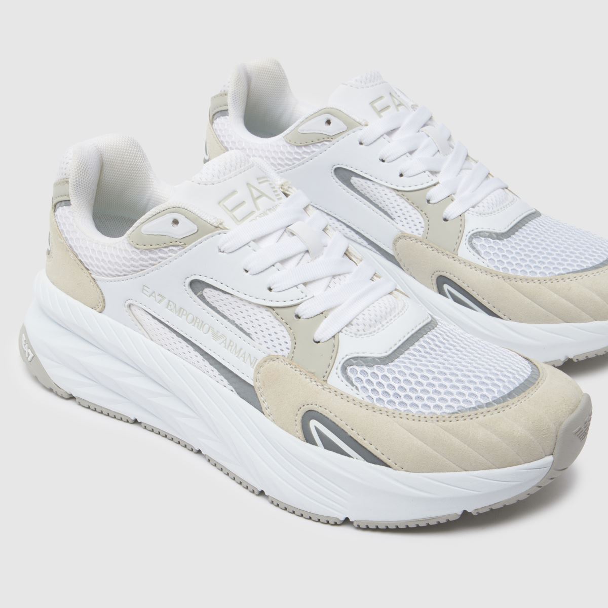 EA7 Emporio Armani – Crusher Distance – Sonic – Vita, flerfärgade stickade sneakers