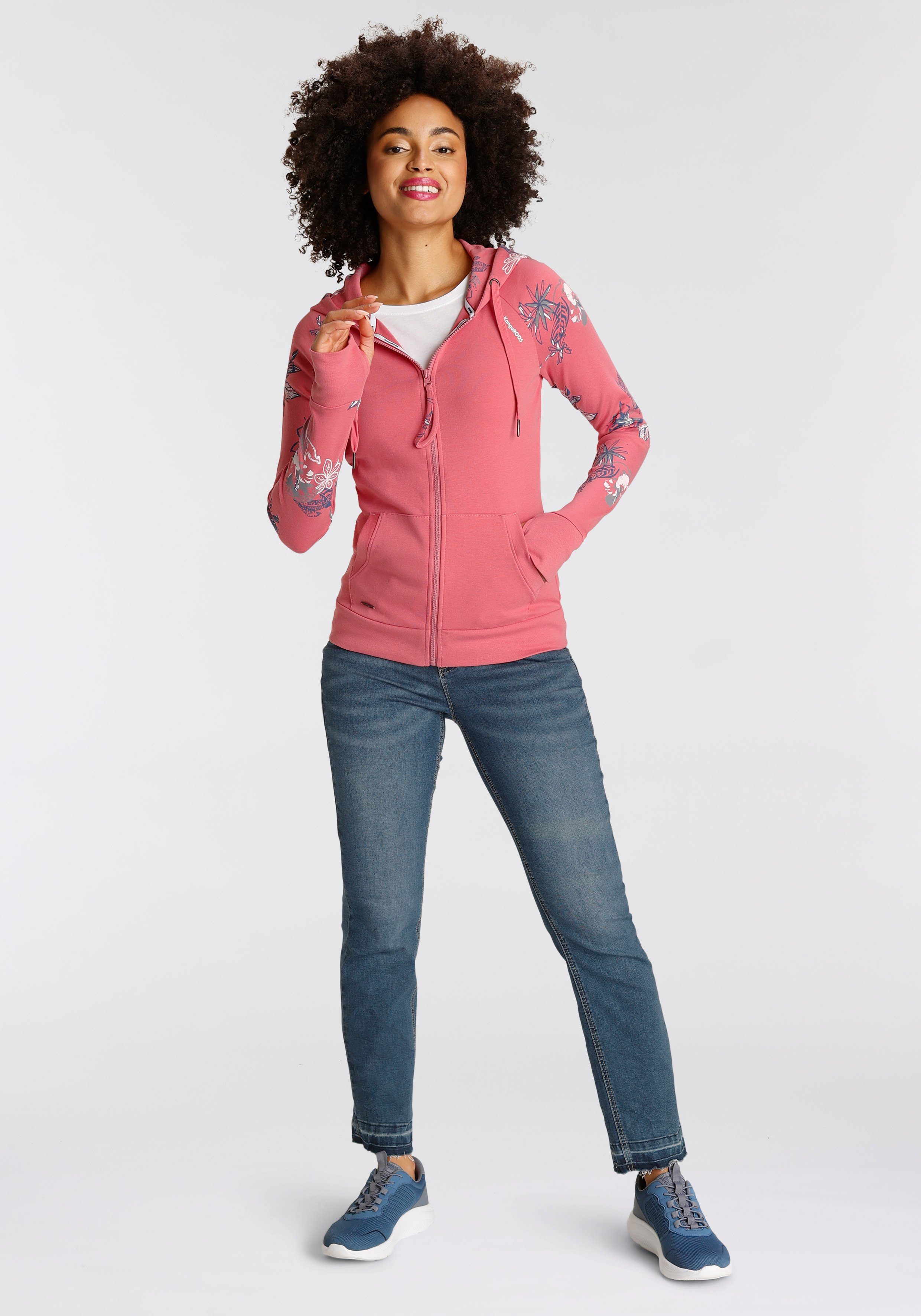 KangaROOS Kapuzensweatjacke mit blumigem Druck im Hawaii-Look - NEUE KOLLEKTION