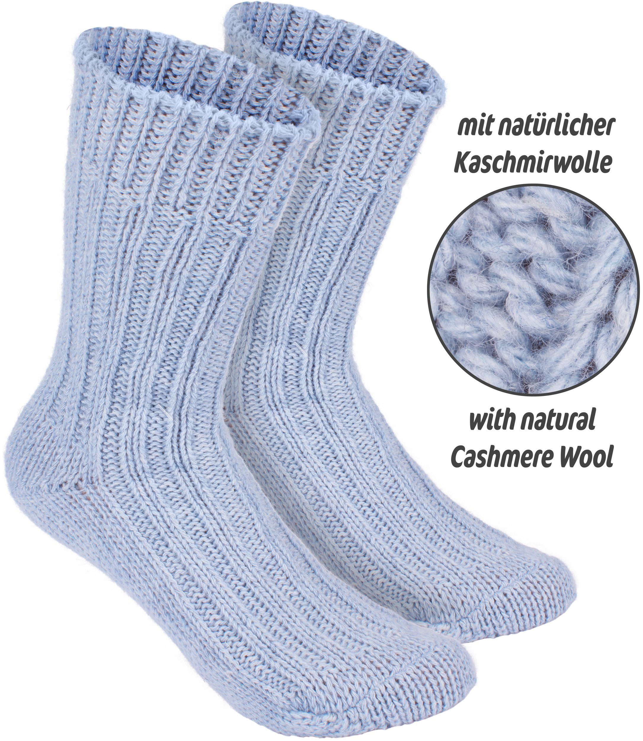 BRUBAKER Kuschelsocken warme Grobstrick Kaschmir-Socken (4-Paar, 48% Schafswolle und 40% Cashmere Anteil) Wintersocken für Damen und Herren