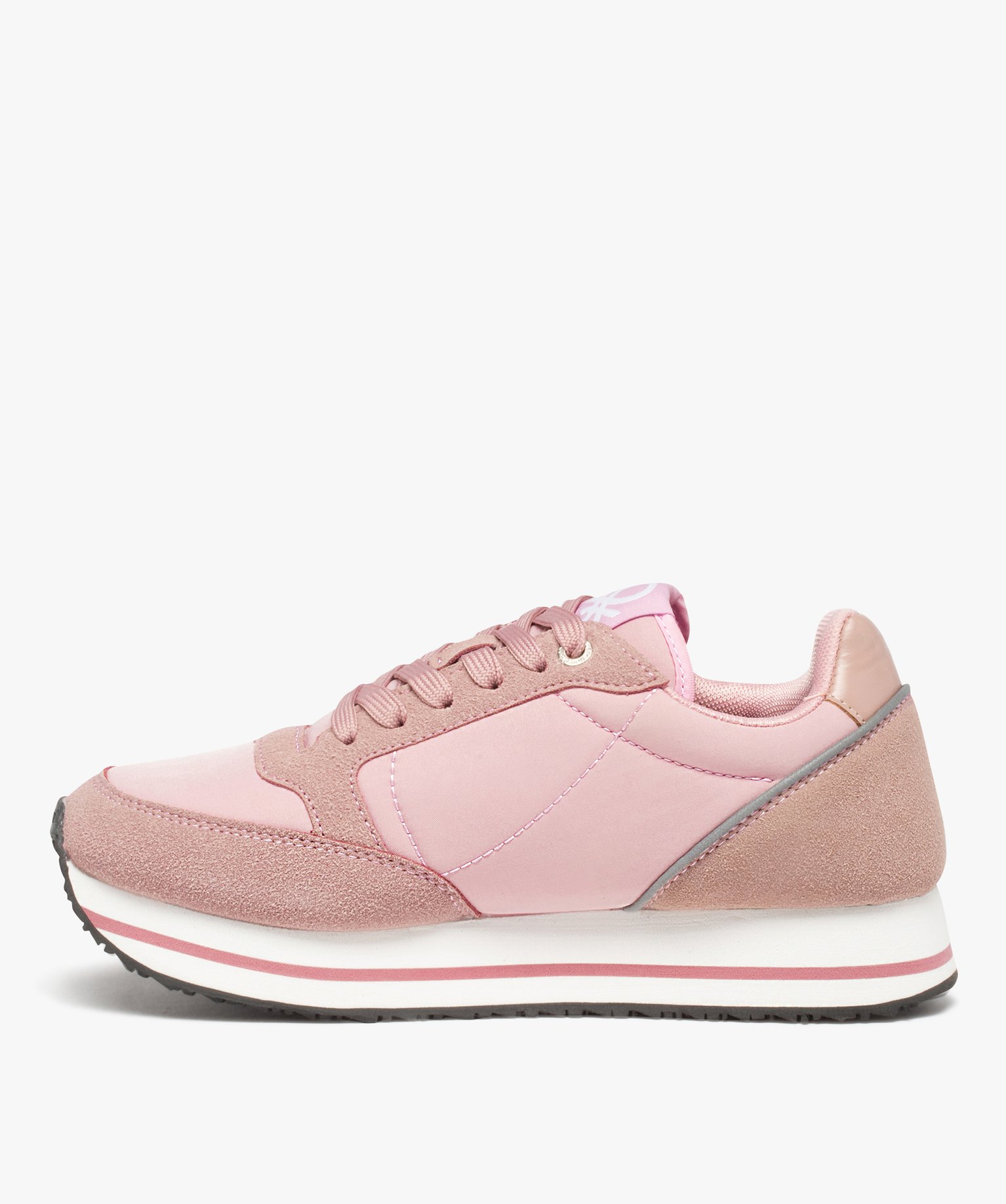 Baskets femme style retro running unies - Benetton rose | GEMO