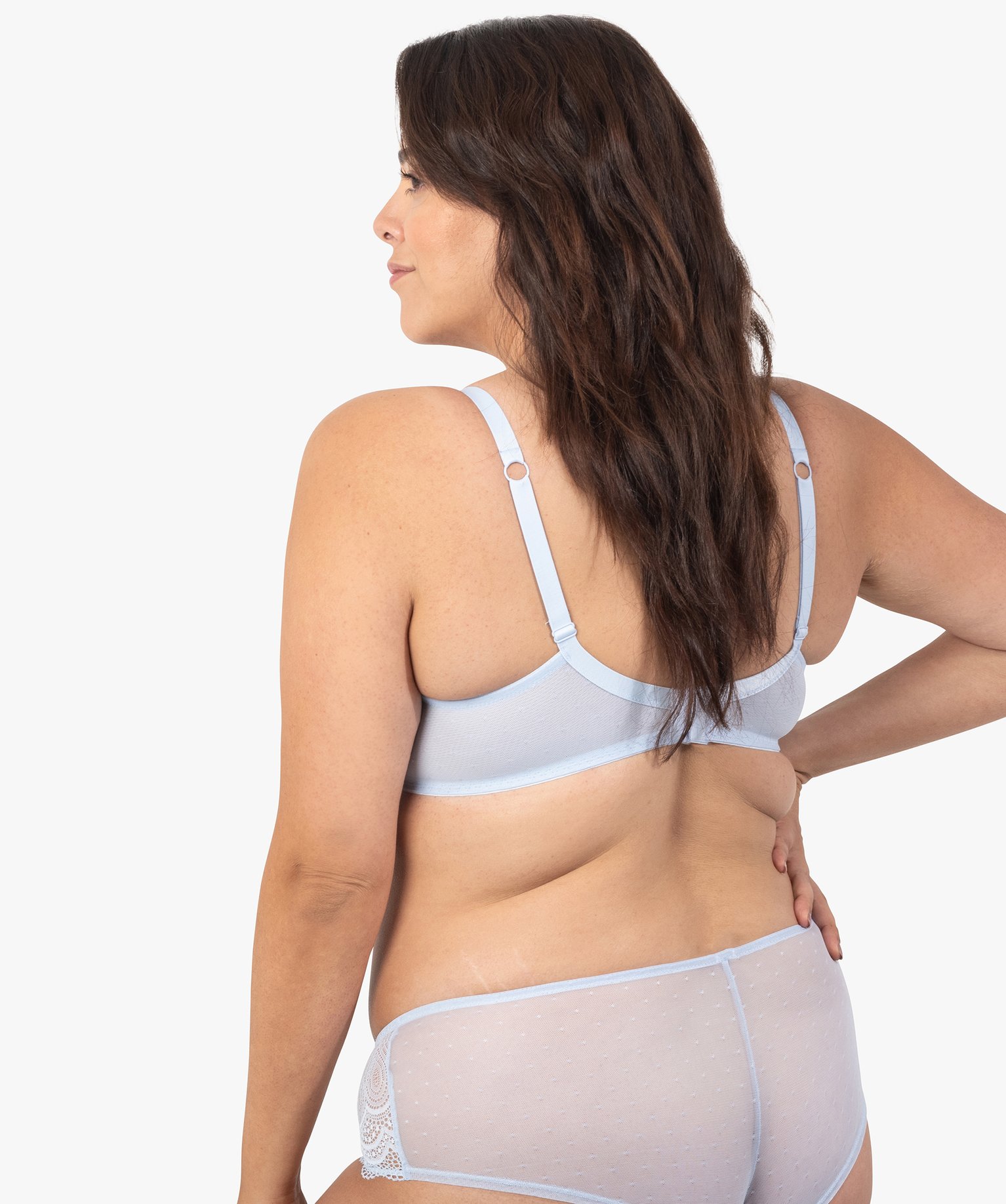 Soutien-gorge emboitant grande taille à armatures en dentelle bleu | GEMO