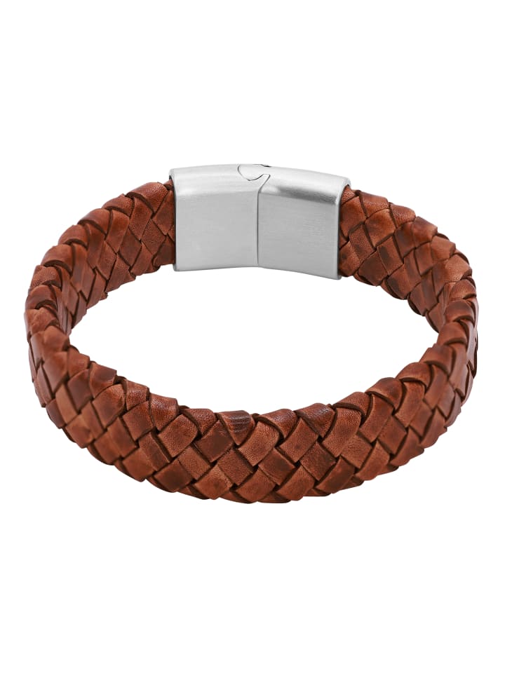 Steel_Art Herrenarmband Lederarmband Keno in cognac günstig kaufen