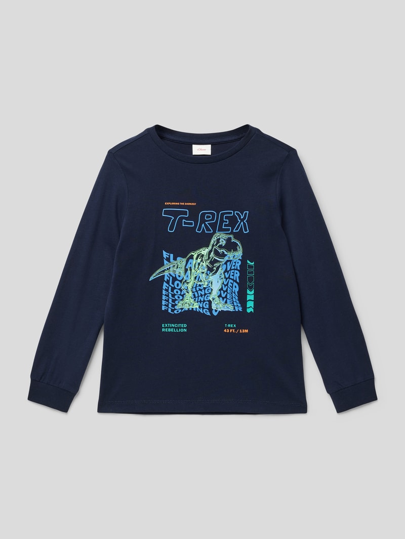 Longsleeve mit Motiv-Print in marineblau