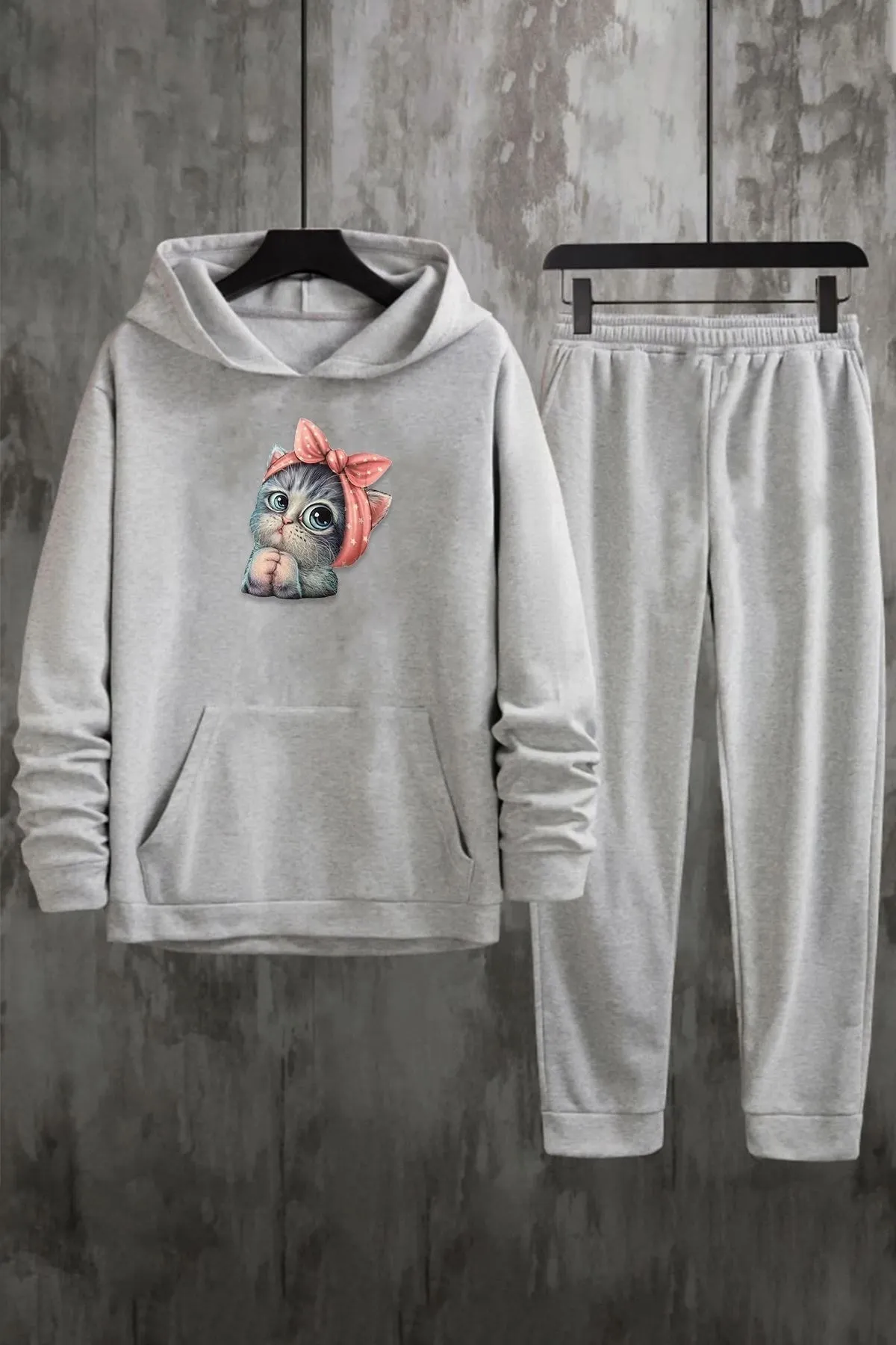 uyguntarz  Unisex-Trainingsanzug-Set mit süßer Katze