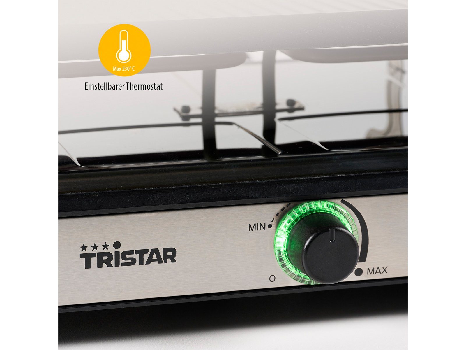 Setpoint Raclette, 1400 W, Gerät für 2-8 Personen Tischgrill wendbare Grillplatte Teppanyaki