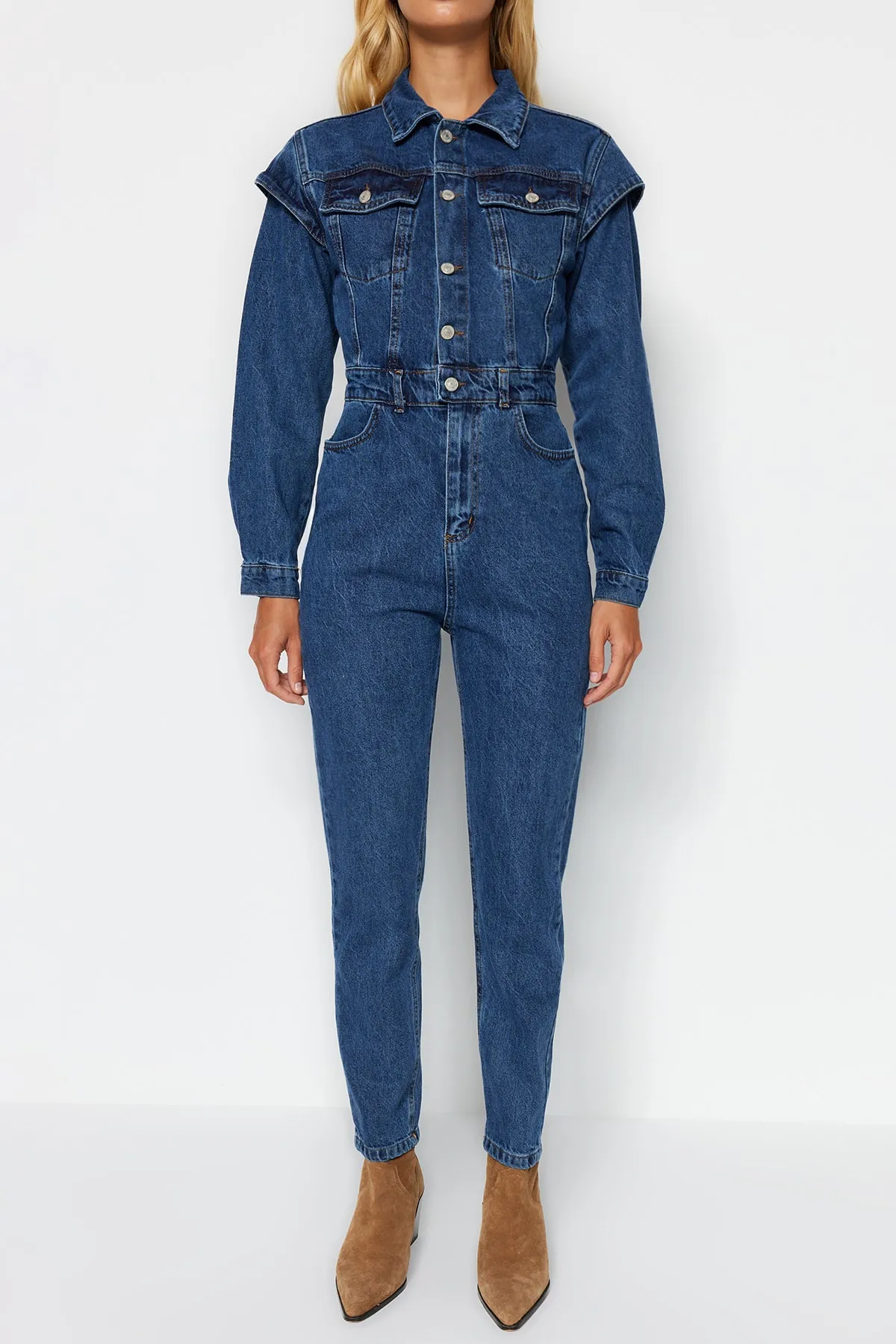 Trendyol Collection  Jeans-Overall mit Indigo-Nähten in limitierter Auflage TWOAW22TU0040
