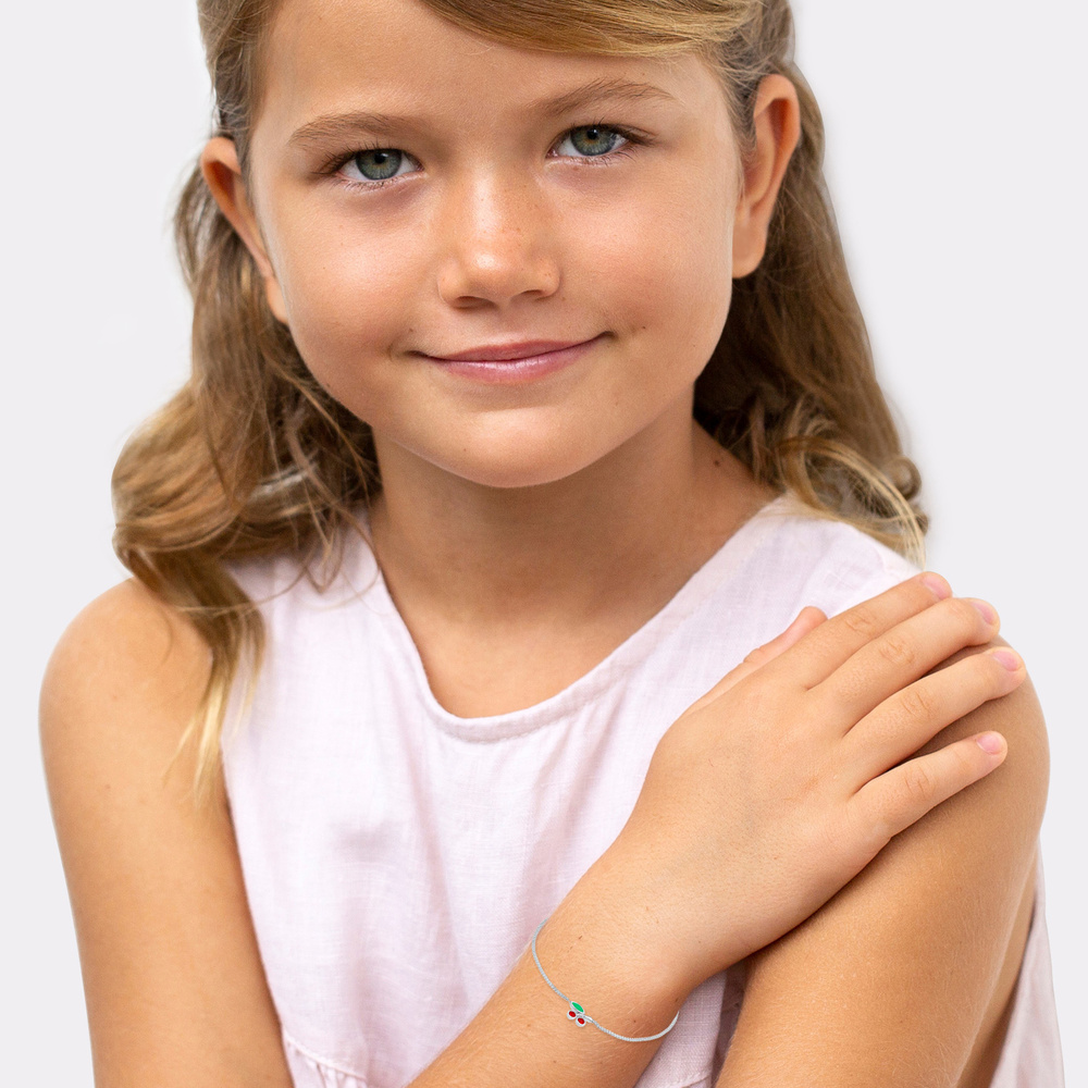 Elli Elli Bracelet Les enfants jouent à la cerise avec des cristaux en argent 925 Bracelet