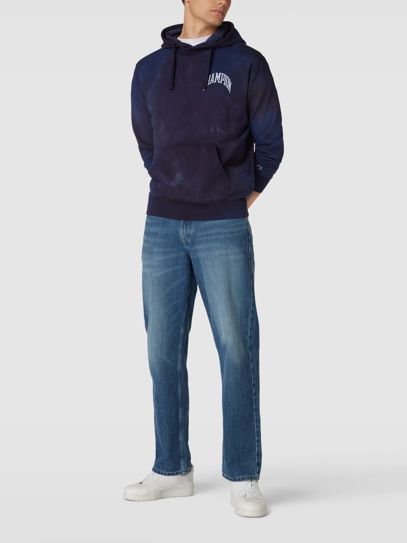 Hoodie im Batik-Look in marineblau