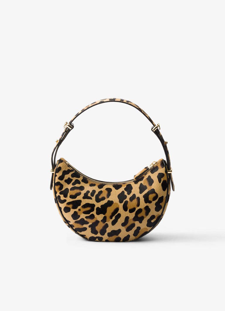 Prada Arqué leather shoulder bag with leopard print